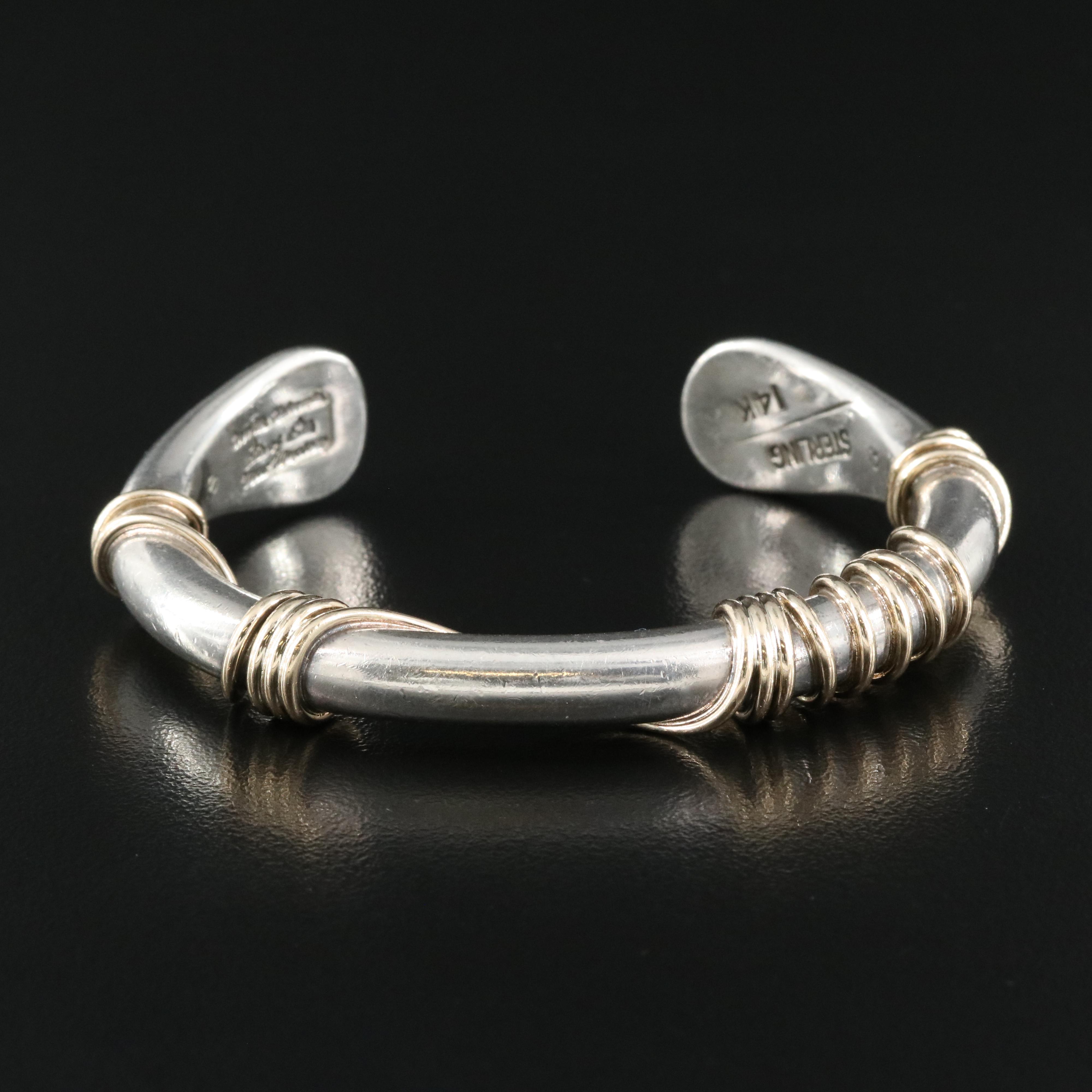 Orville Z. Tsinnie Navajo Diné Sterling Cuff with 14K Accents