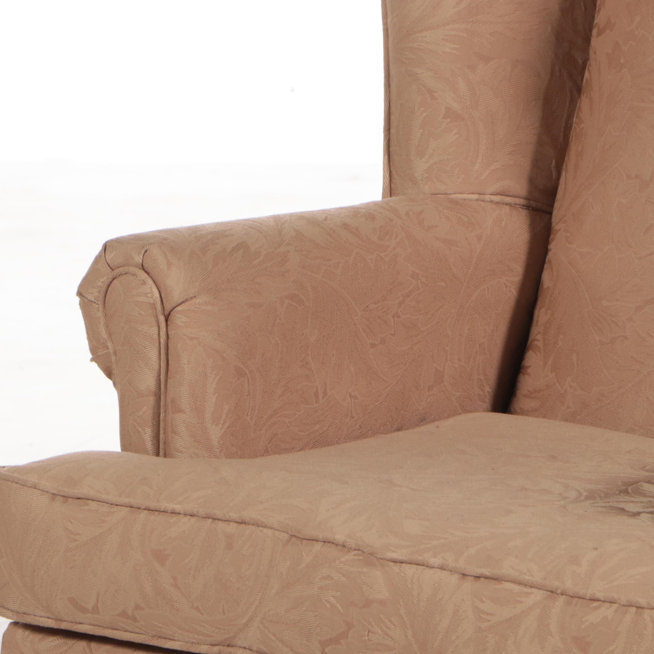 Heritage House Chippendale Style Custom-Upholstered Wingback Armchair