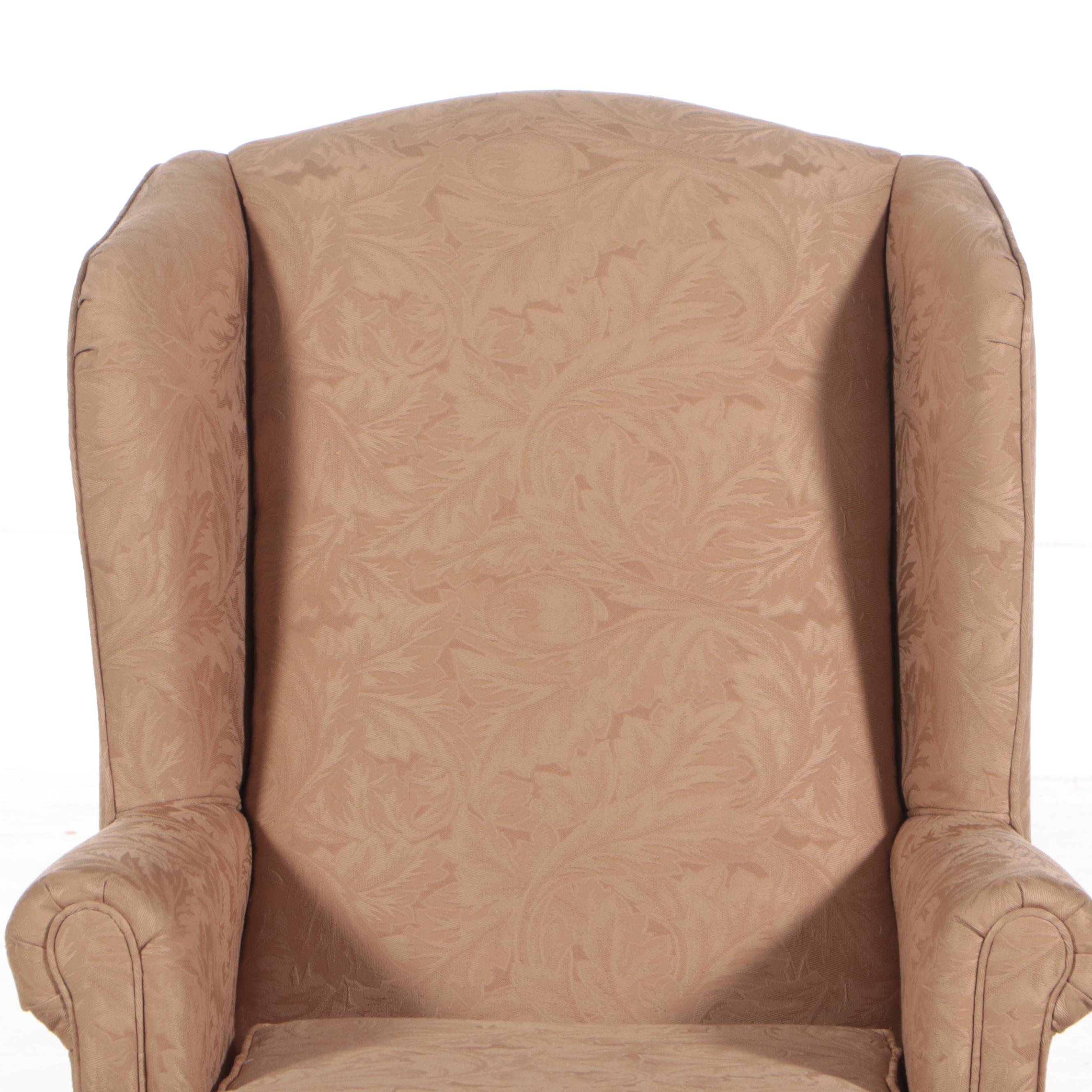 Heritage House Chippendale Style Custom-Upholstered Wingback Armchair