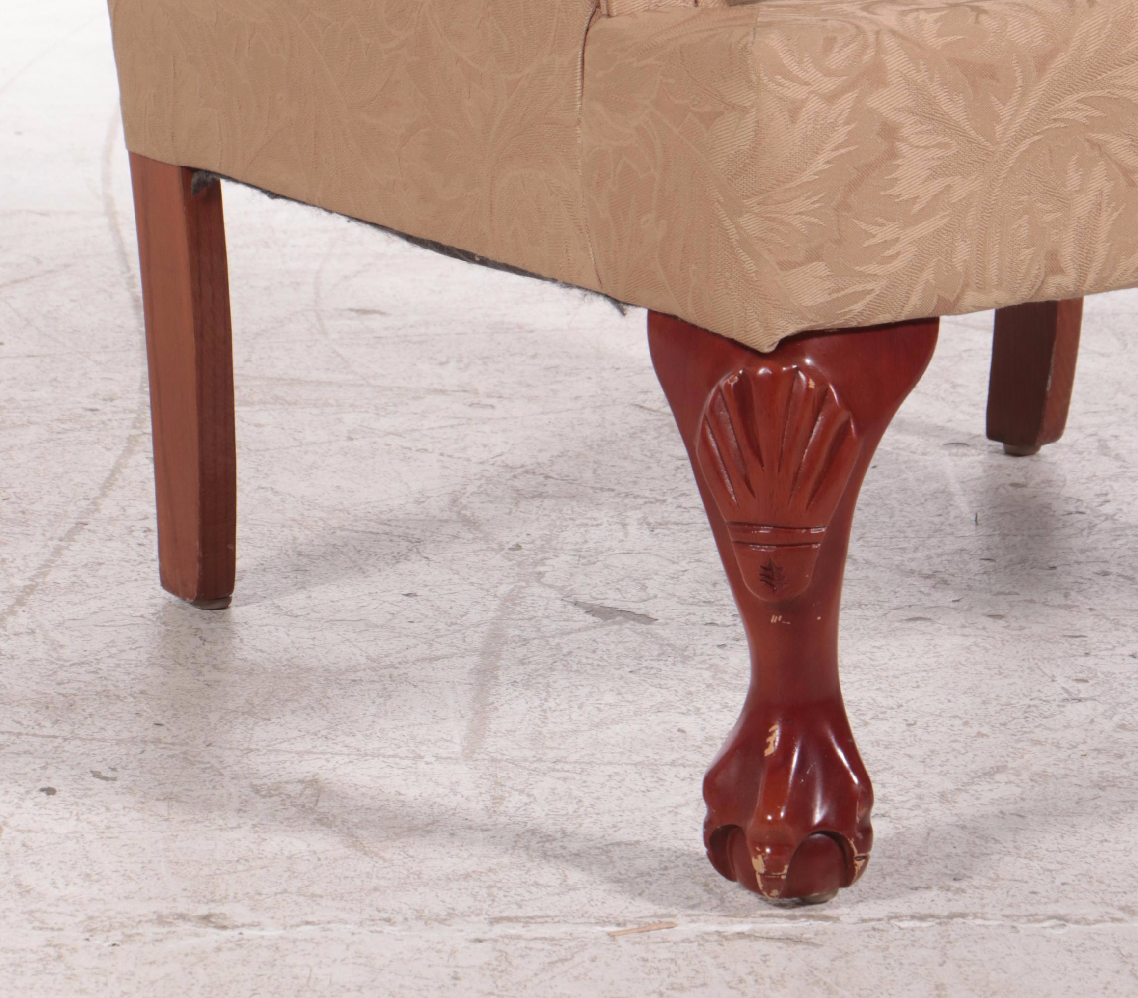 Heritage House Chippendale Style Custom-Upholstered Wingback Armchair