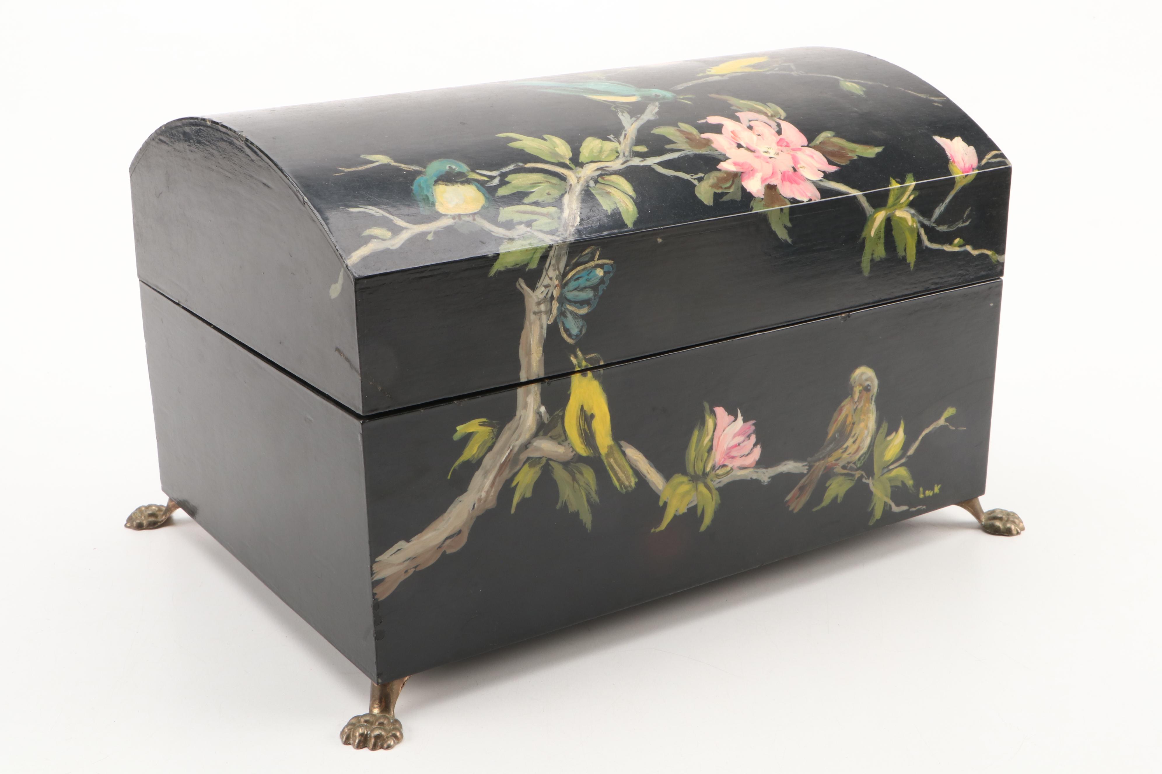 Hand-Painted Chest Shaped Jewelry Box with Scottie Bookends and More