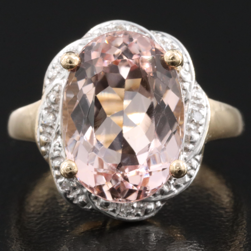 14K Morganite and Diamond Ring