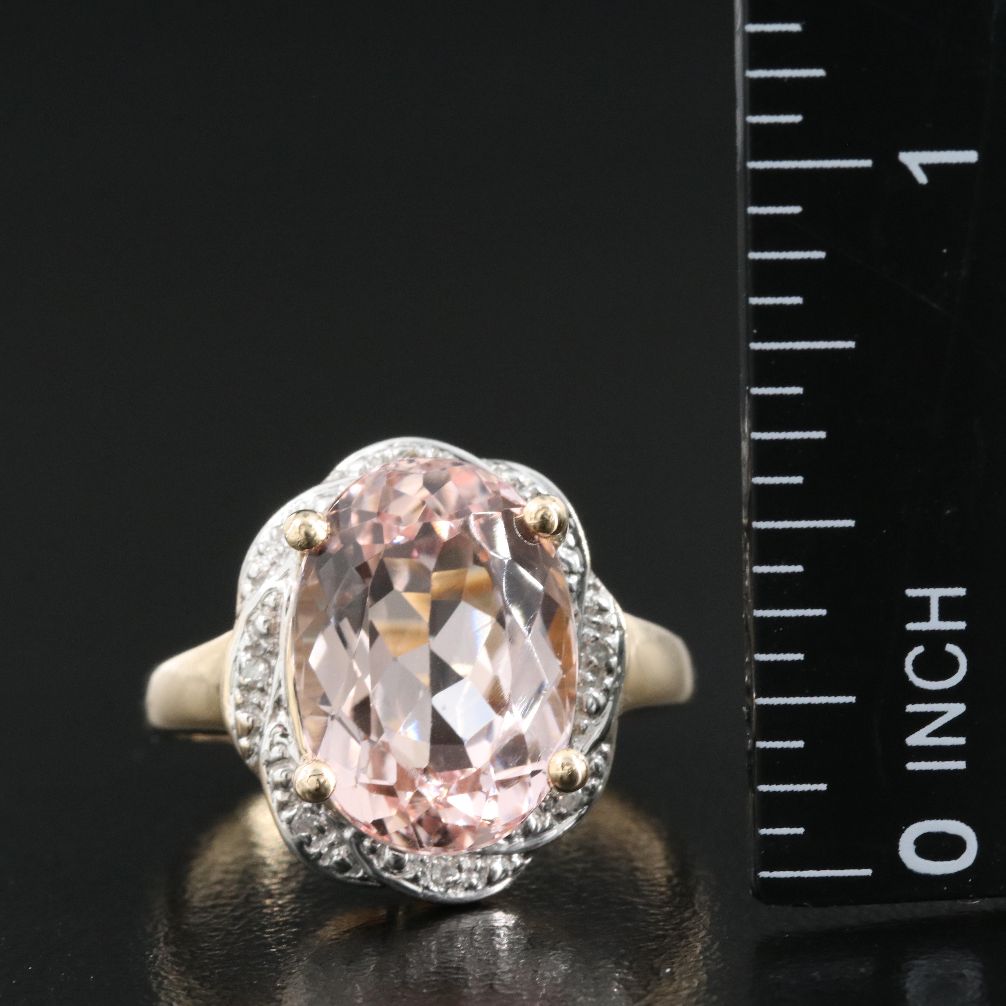 14K Morganite and Diamond Ring