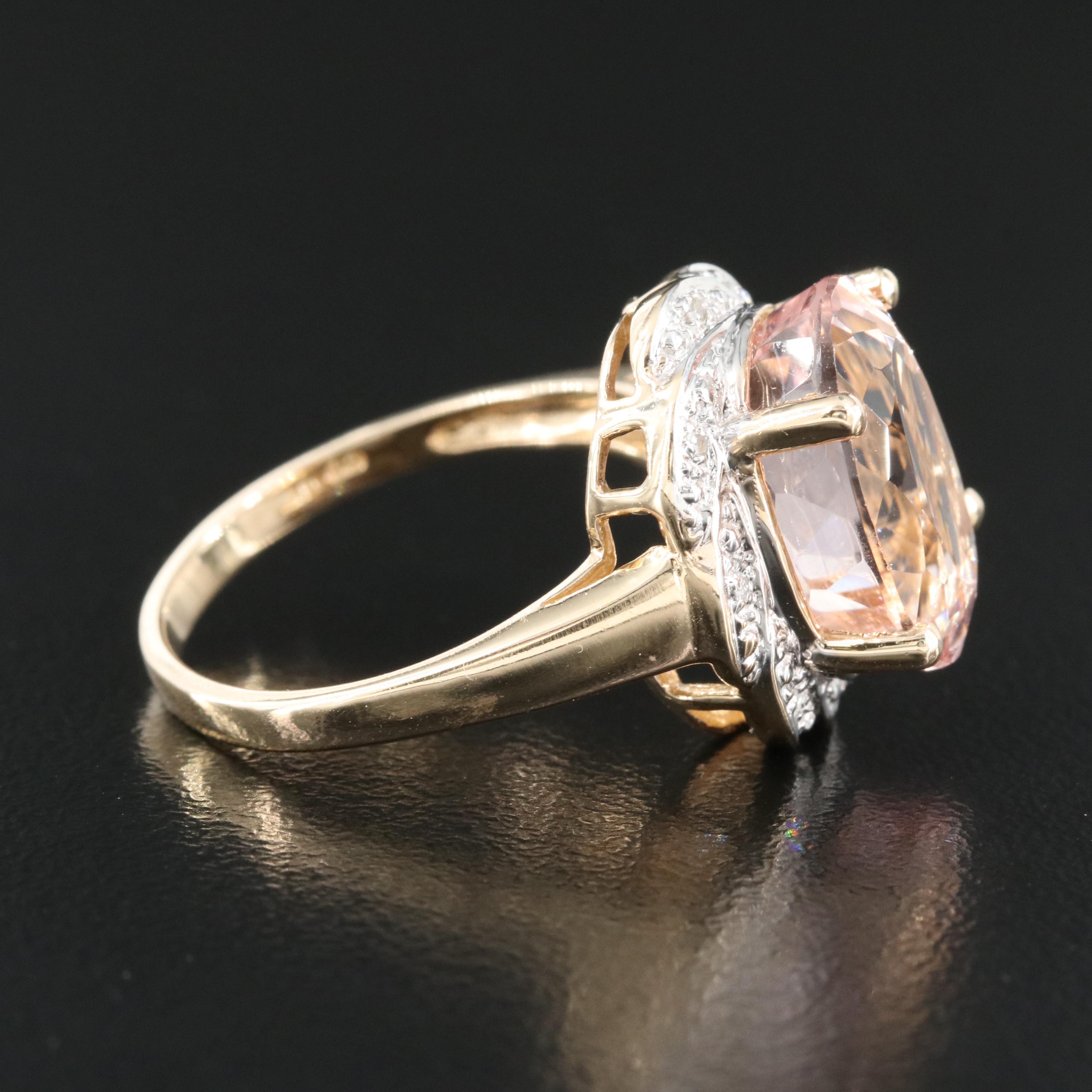 14K Morganite and Diamond Ring