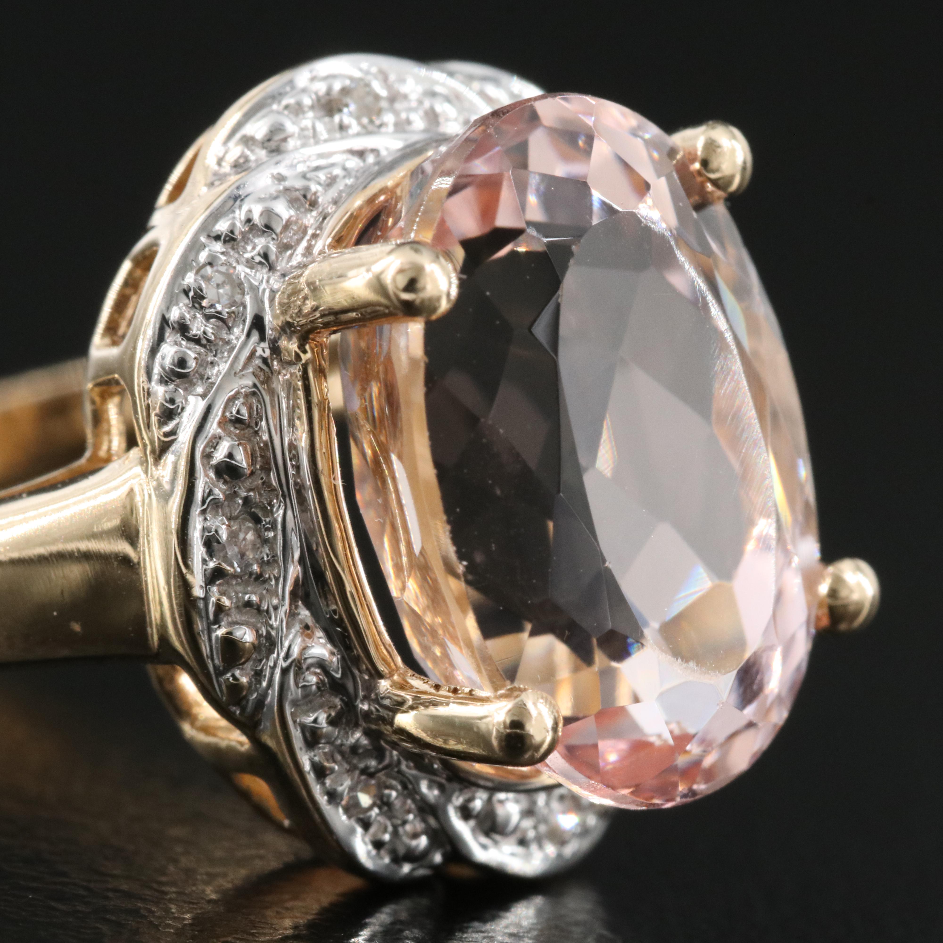 14K Morganite and Diamond Ring