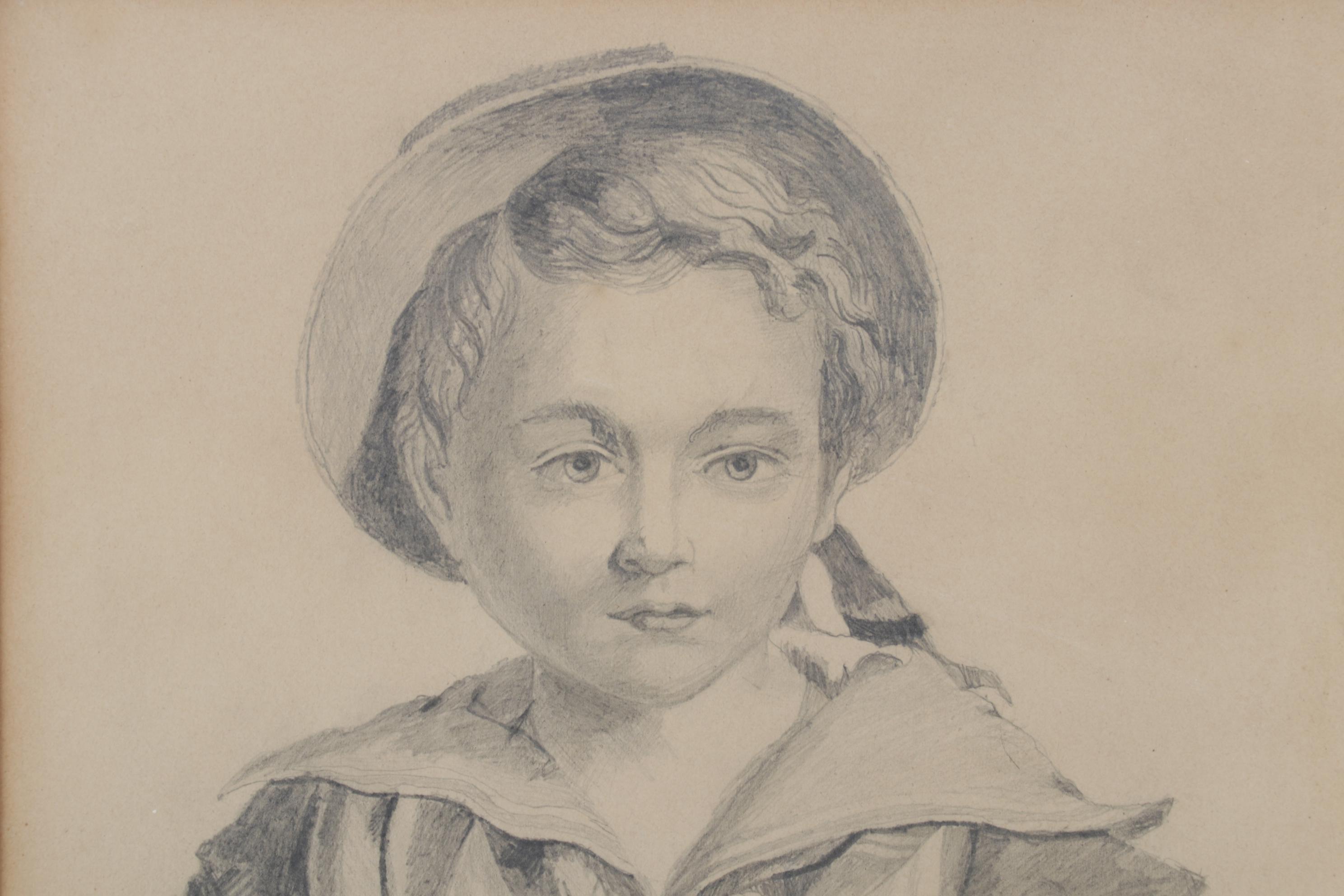 Norman Henderson Portrait Graphite Drawing of Young Child, 1862
