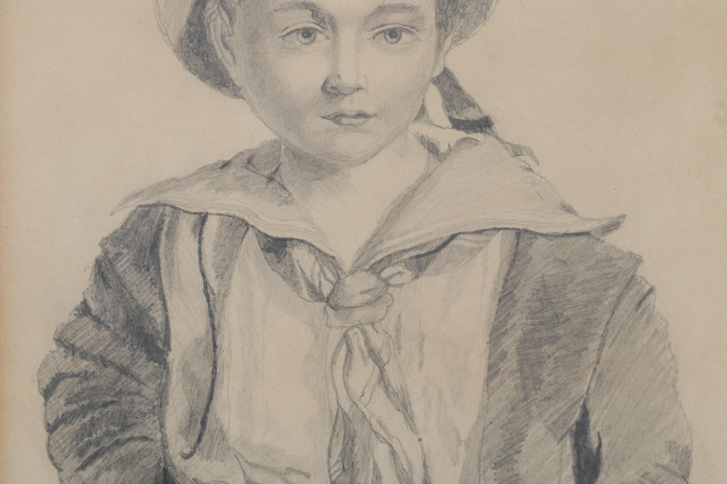 Norman Henderson Portrait Graphite Drawing of Young Child, 1862