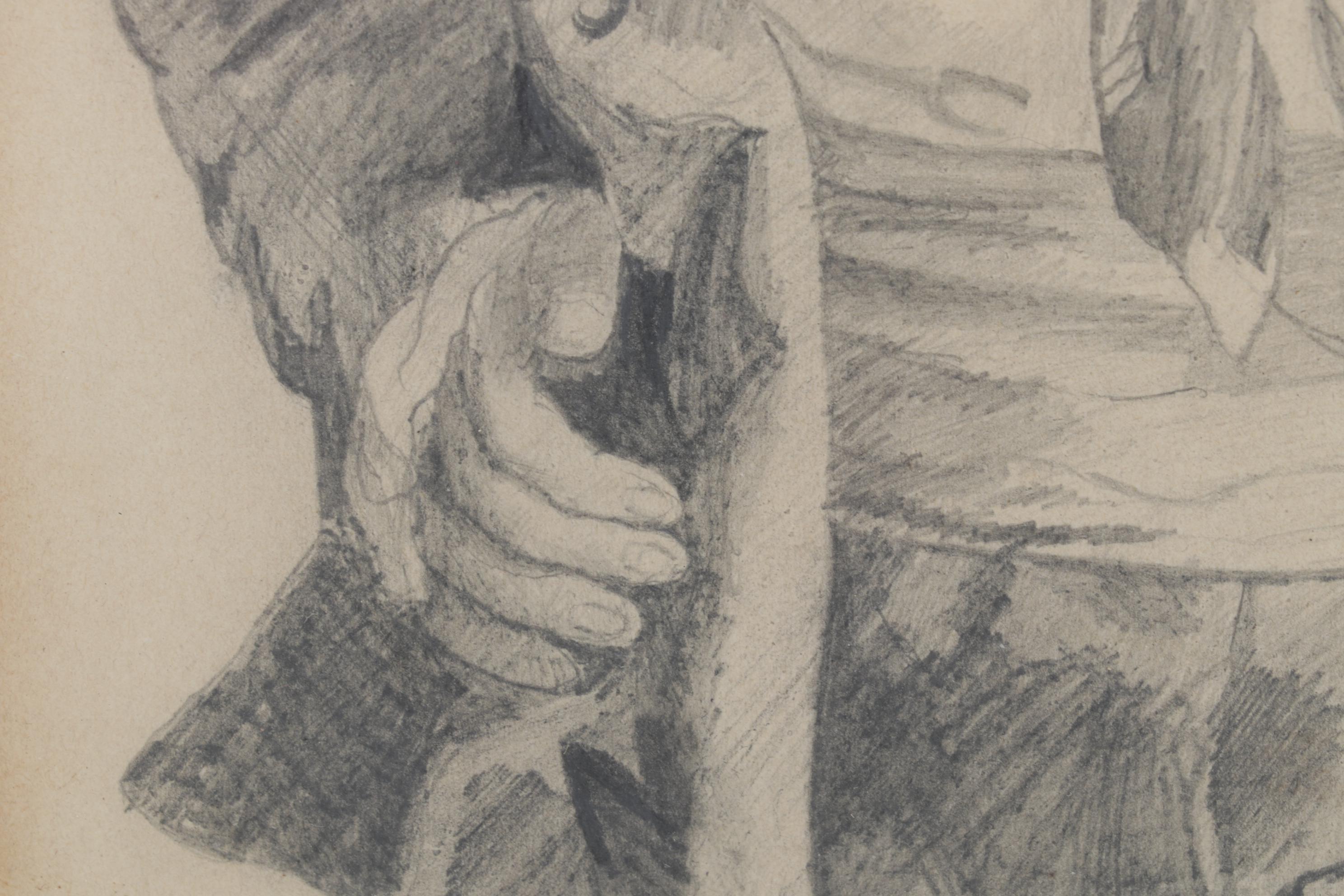 Norman Henderson Portrait Graphite Drawing of Young Child, 1862