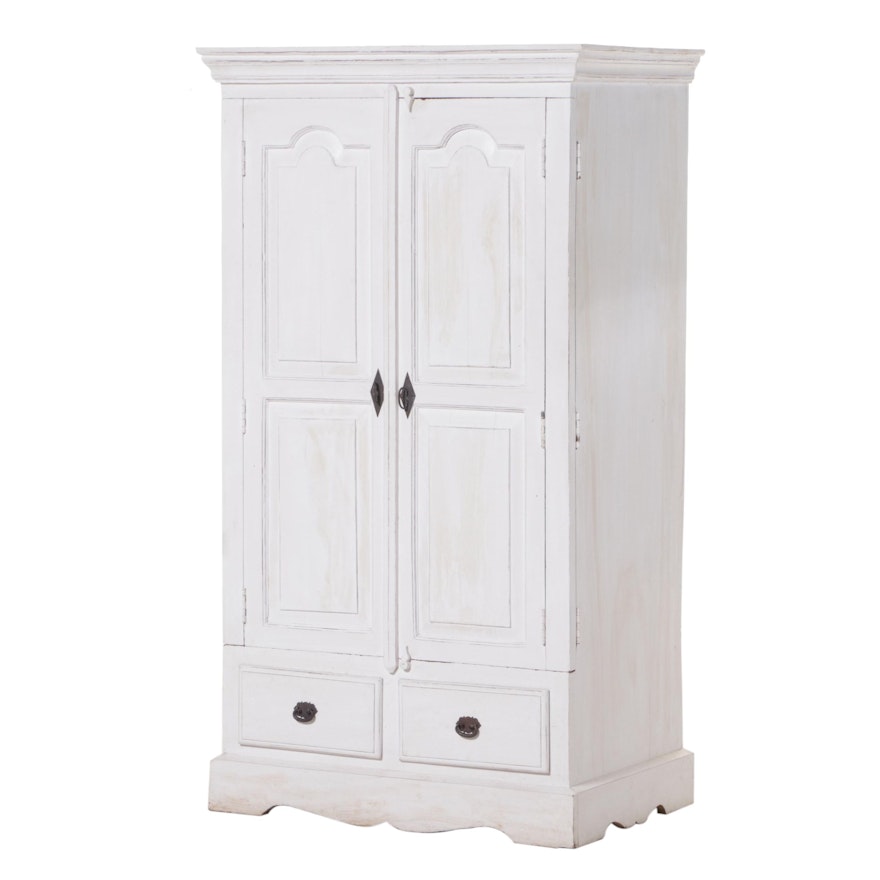 Indian White-Painted Hardwood Armoire