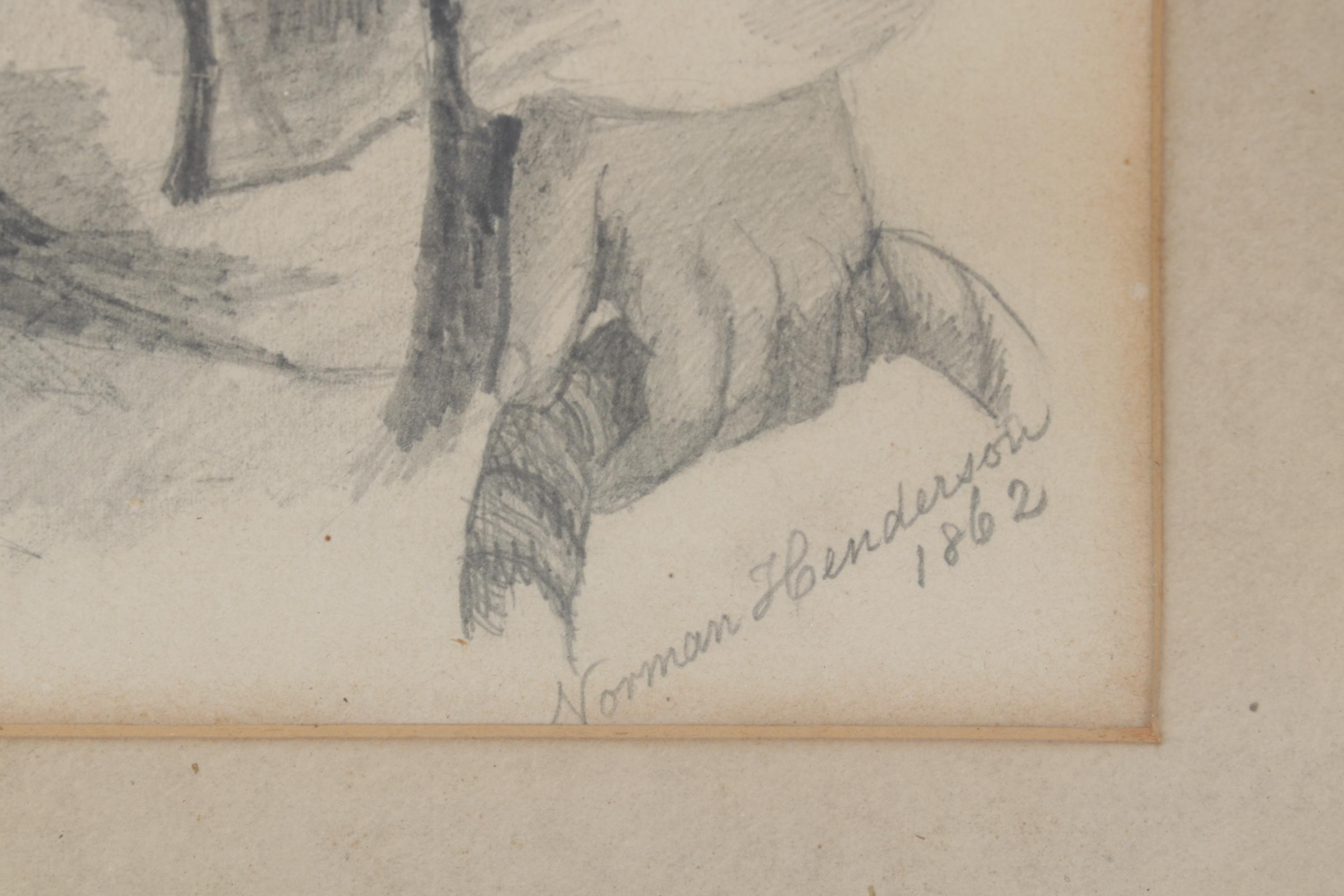 Norman Henderson Portrait Graphite Drawing of Young Child, 1862