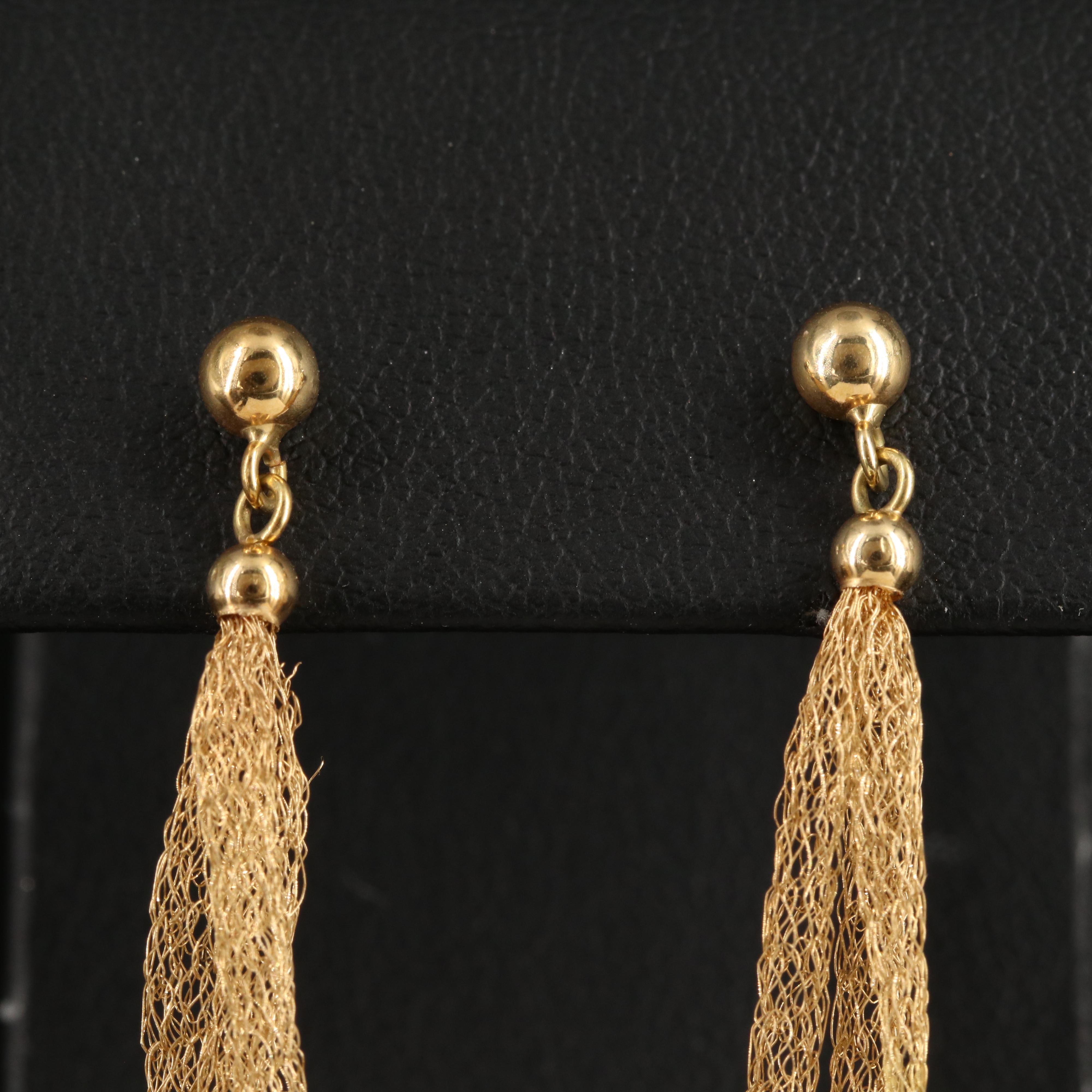 Italian 18K Teardrop and Circular Drop Earrings
