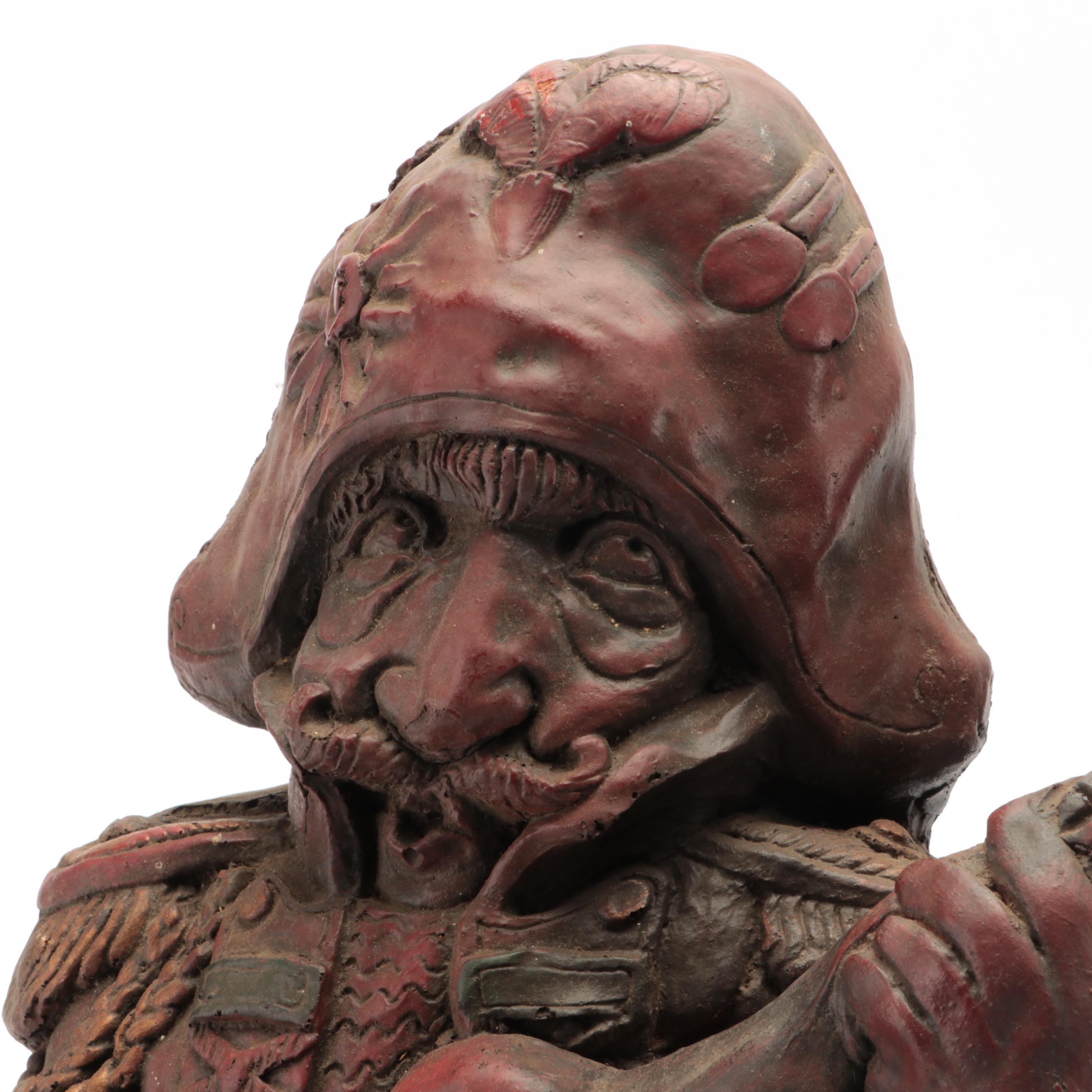 Folk Art Carved Foam Gaucho Musician Wall Sculptures