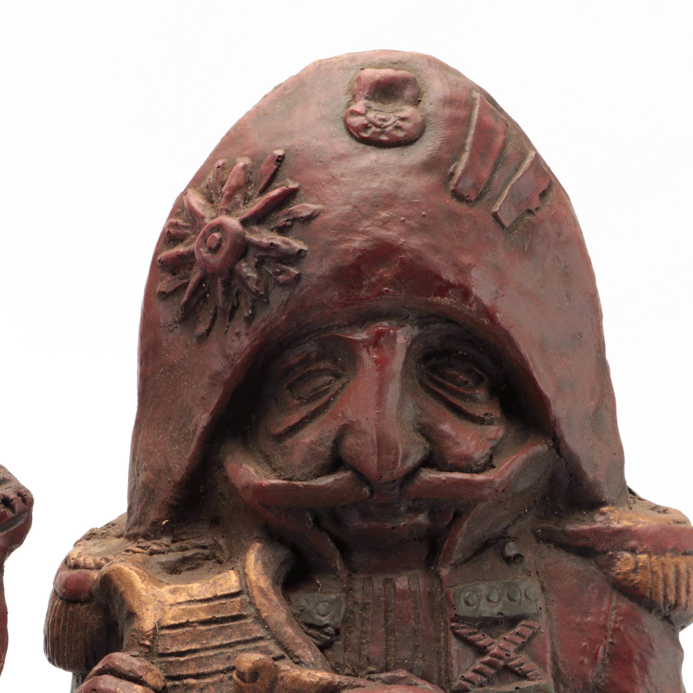 Folk Art Carved Foam Gaucho Musician Wall Sculptures