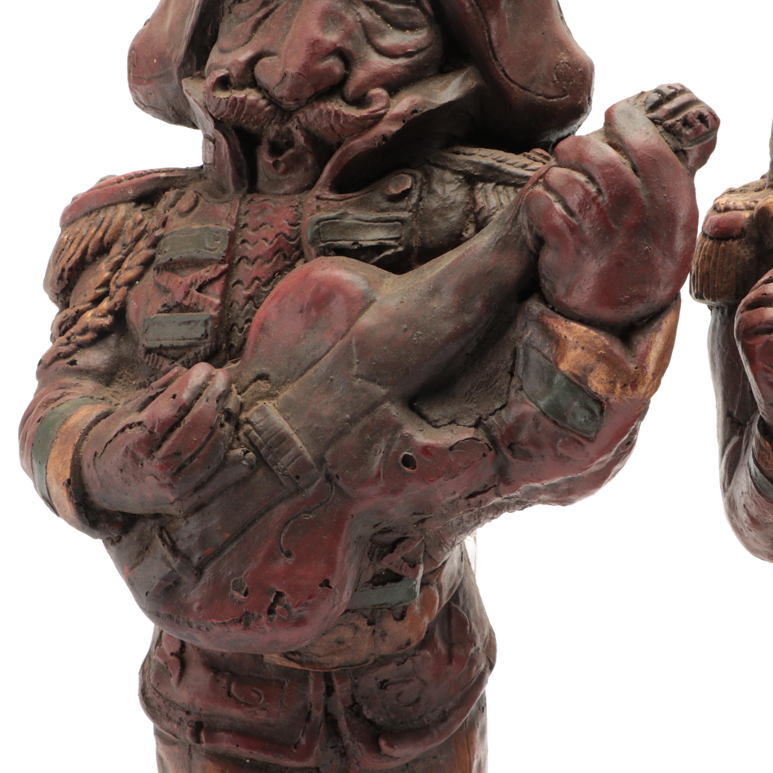 Folk Art Carved Foam Gaucho Musician Wall Sculptures