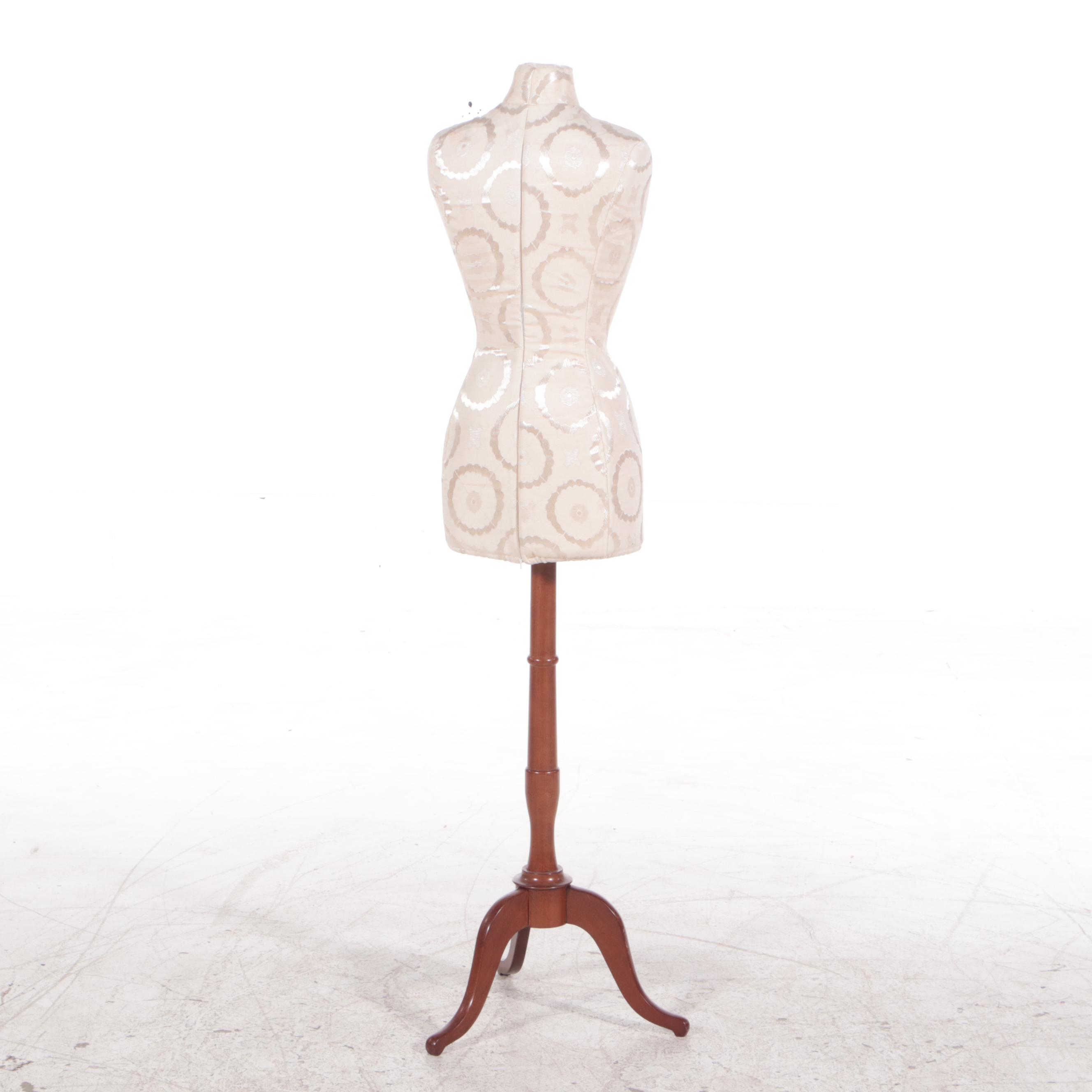 The Bombay Company Fabric-Lined Styrofoam Dress Form on Hardwood Stand