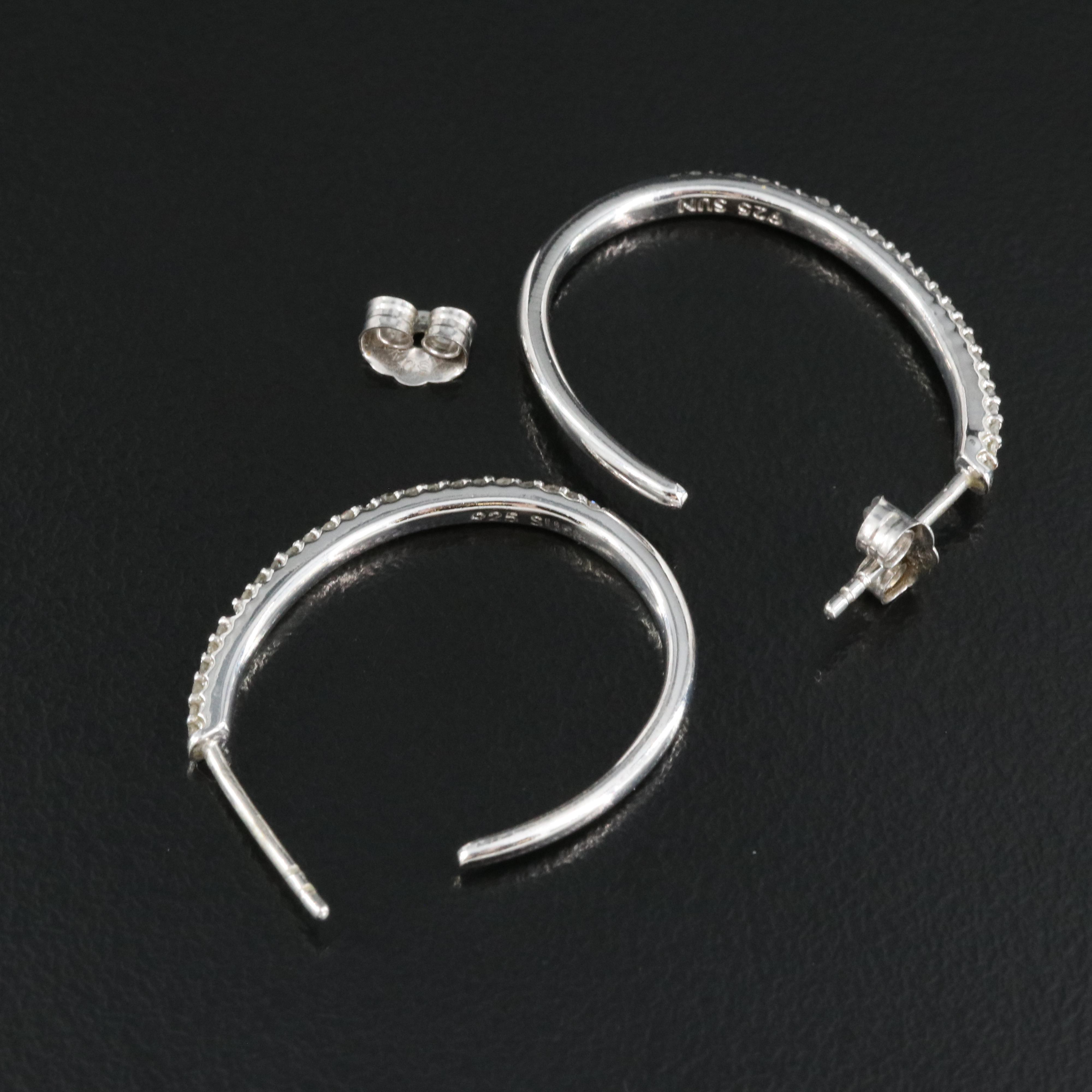 Sterling Diamond Hoop Earrings