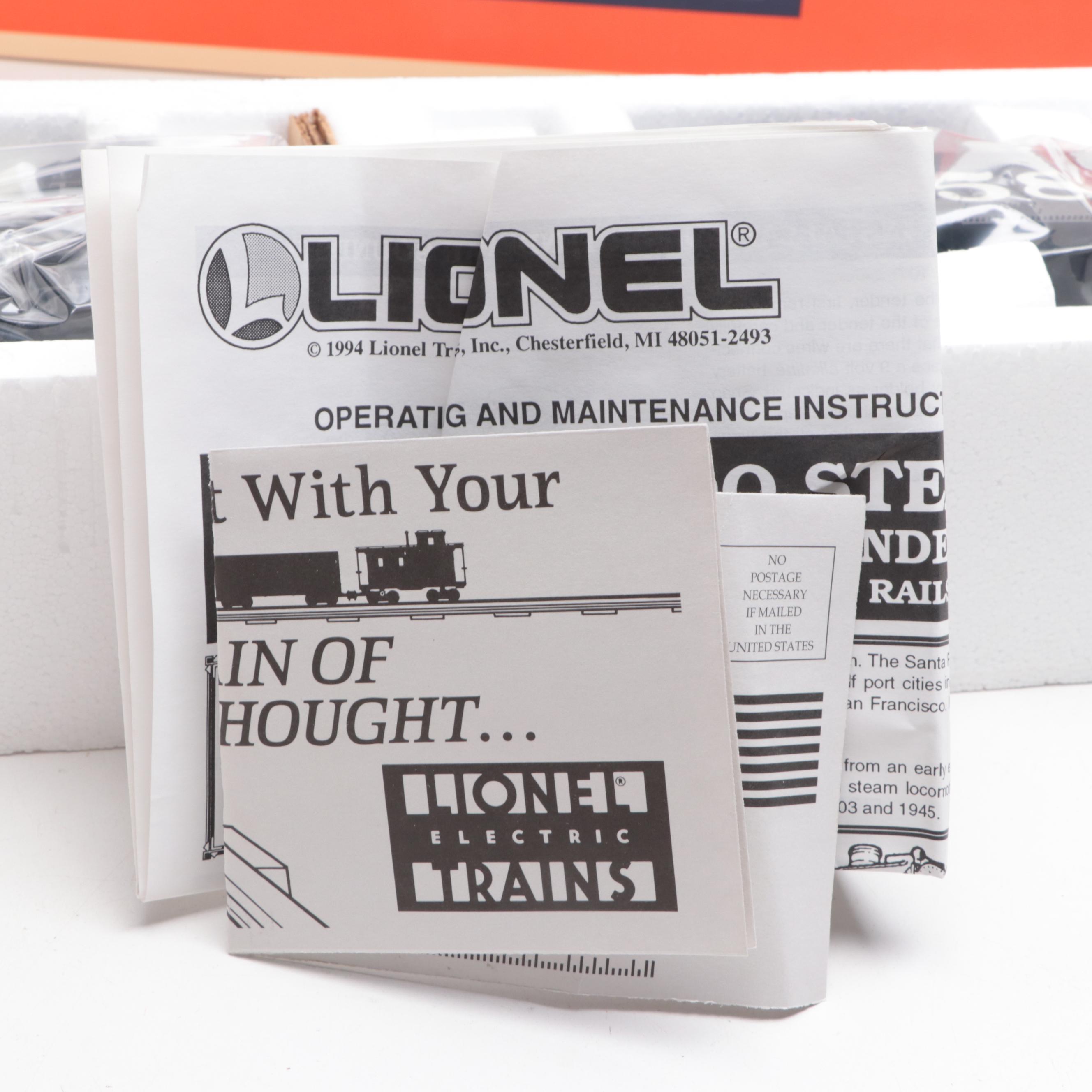 Lionel Trains Santa Fe Mikado Steam Locomotive and Tender Car with Caboose