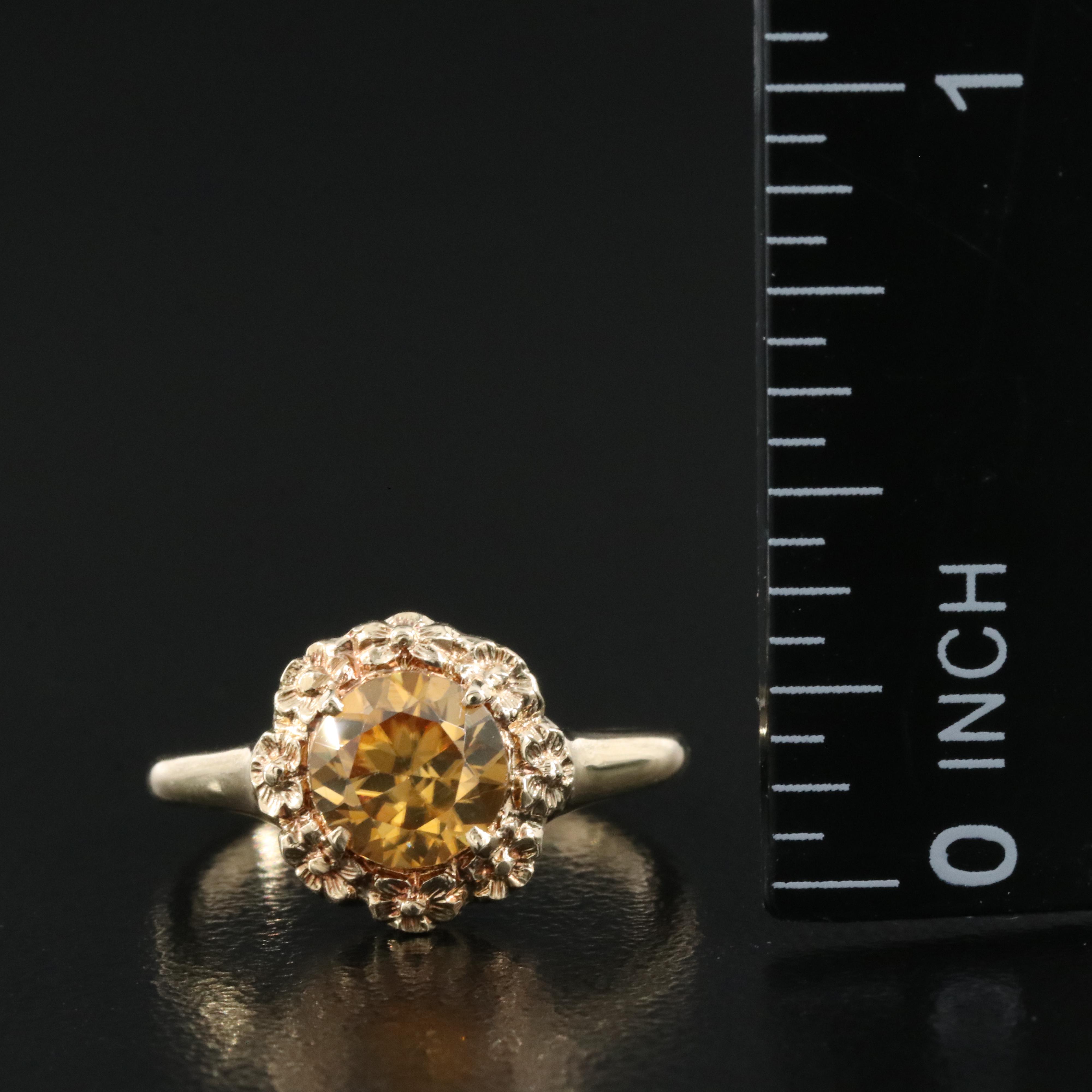 14K Zircon Floral Ring