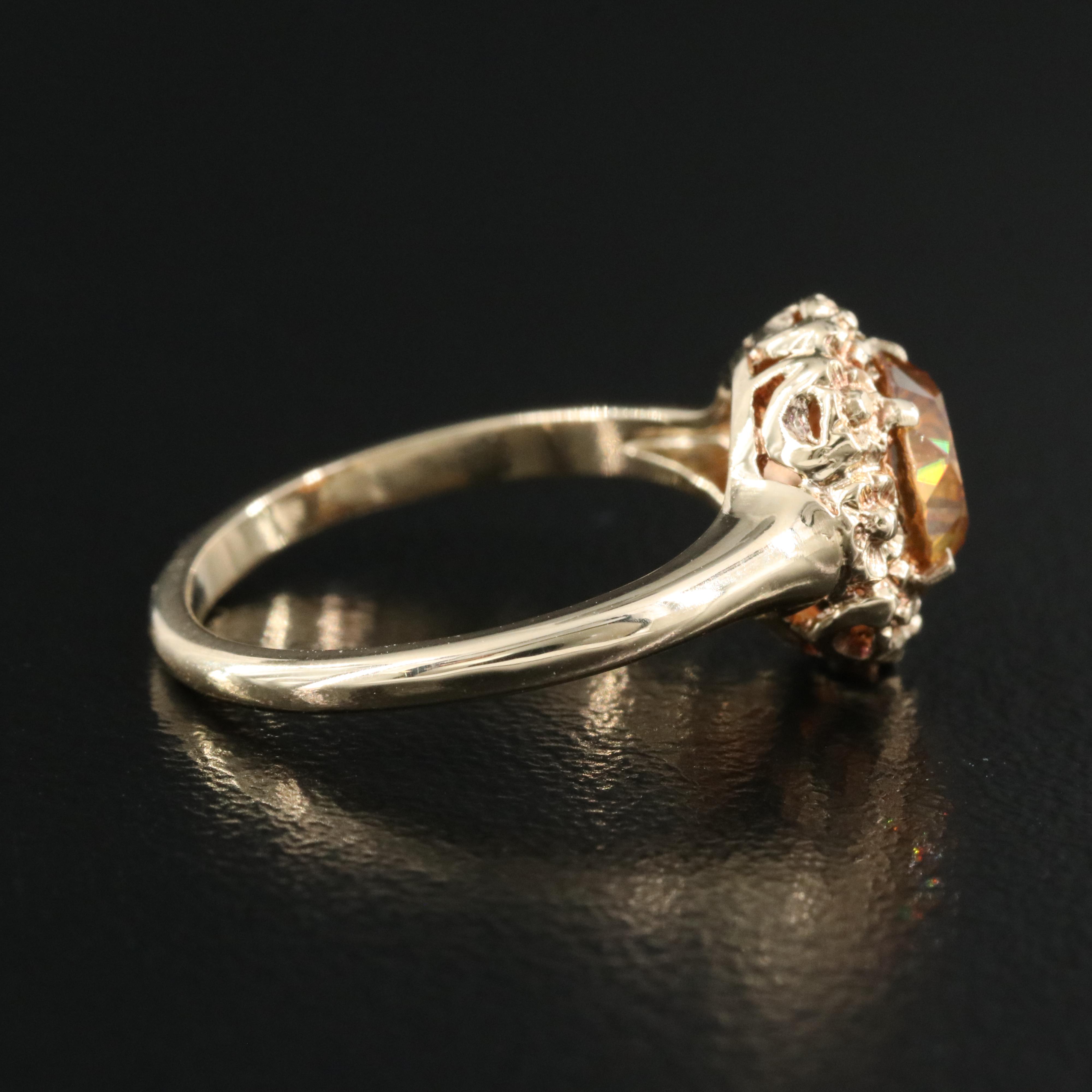 14K Zircon Floral Ring