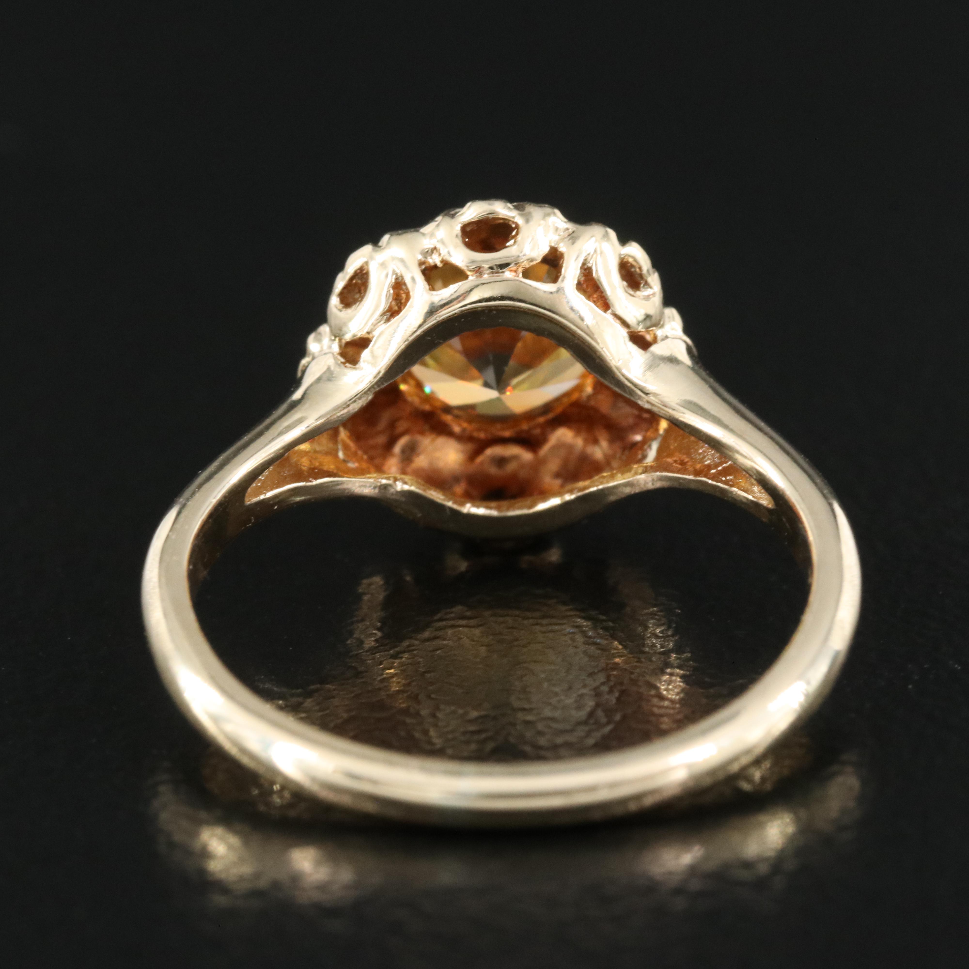 14K Zircon Floral Ring