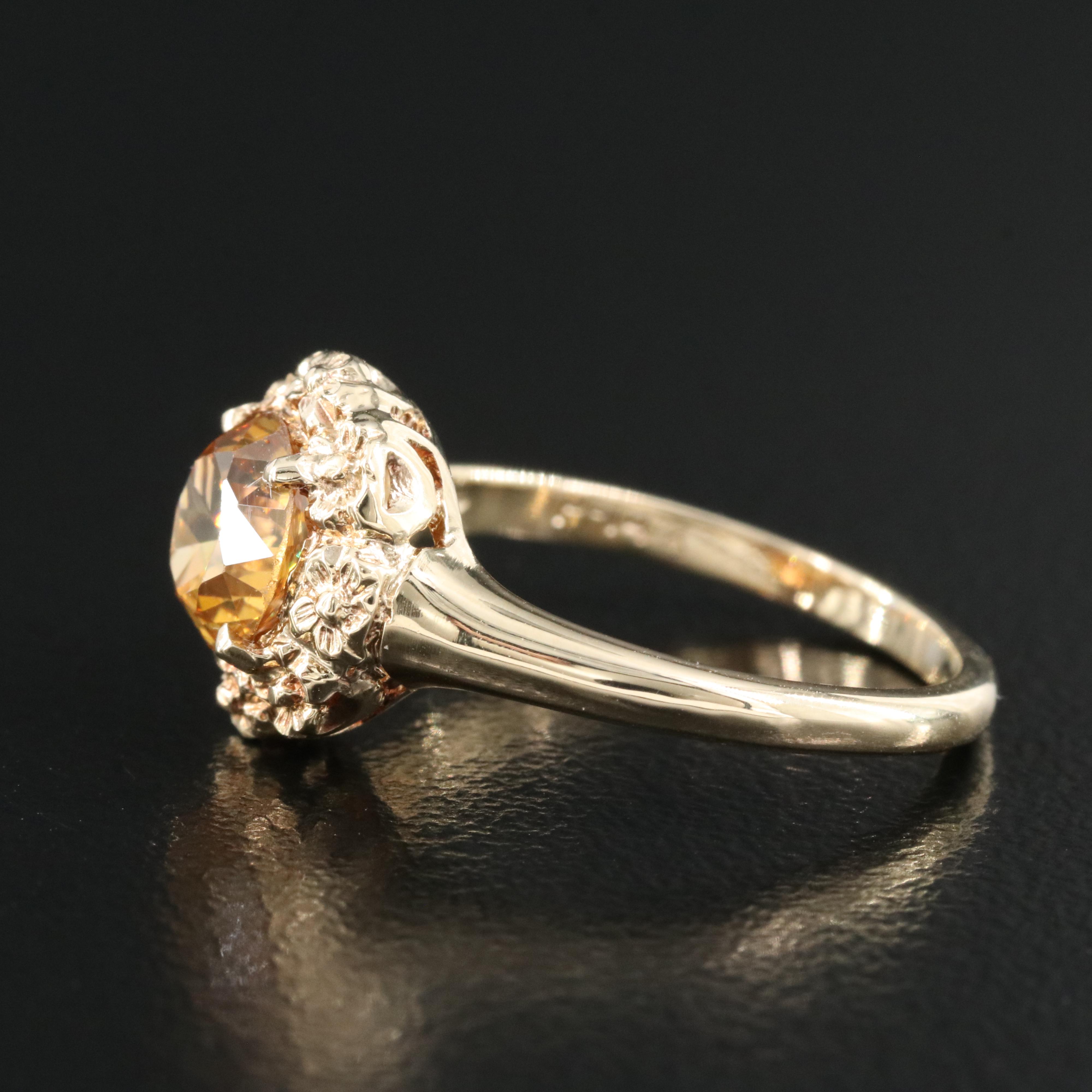 14K Zircon Floral Ring
