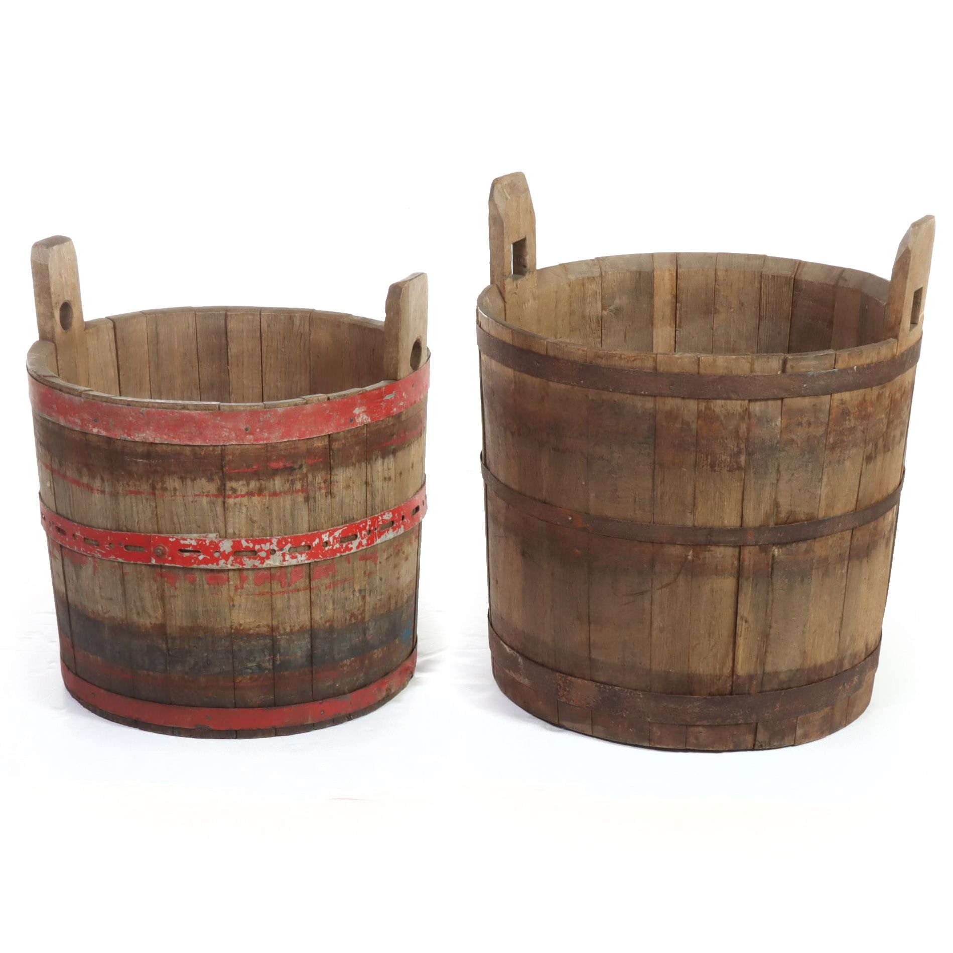 Iron Bound Wood Slat Buckets