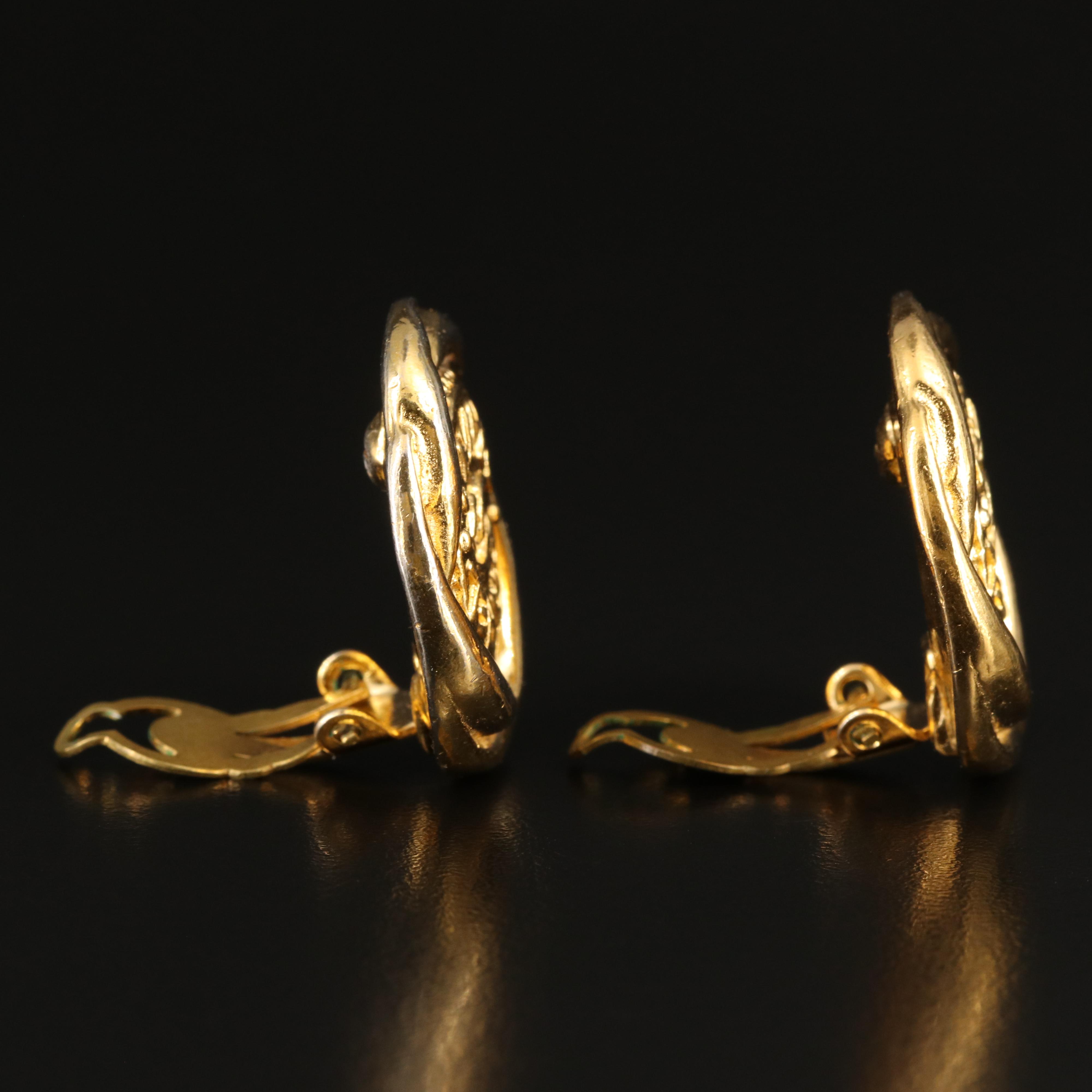 Chanel CC Logo Large Rope Button Earrings