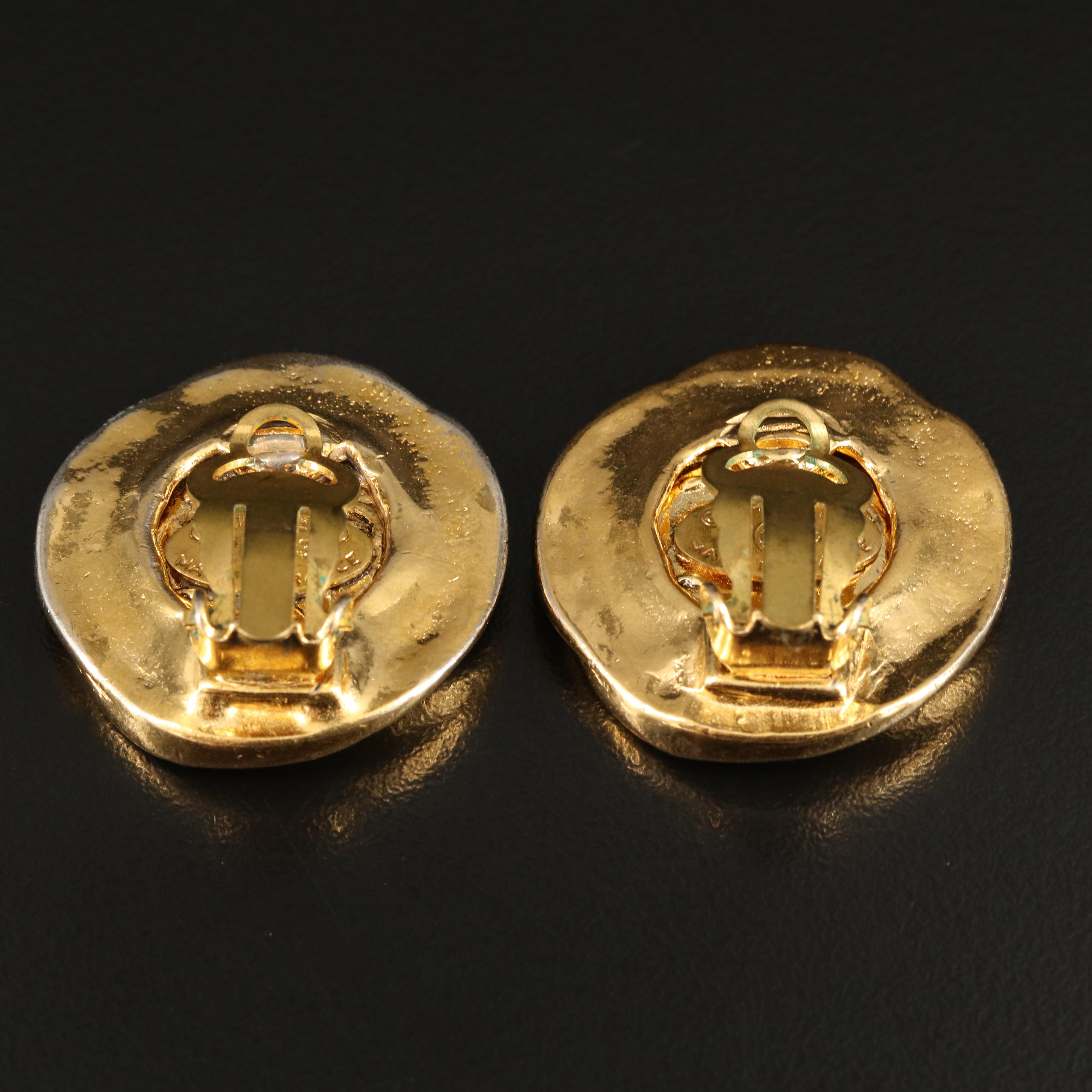 Chanel CC Logo Large Rope Button Earrings