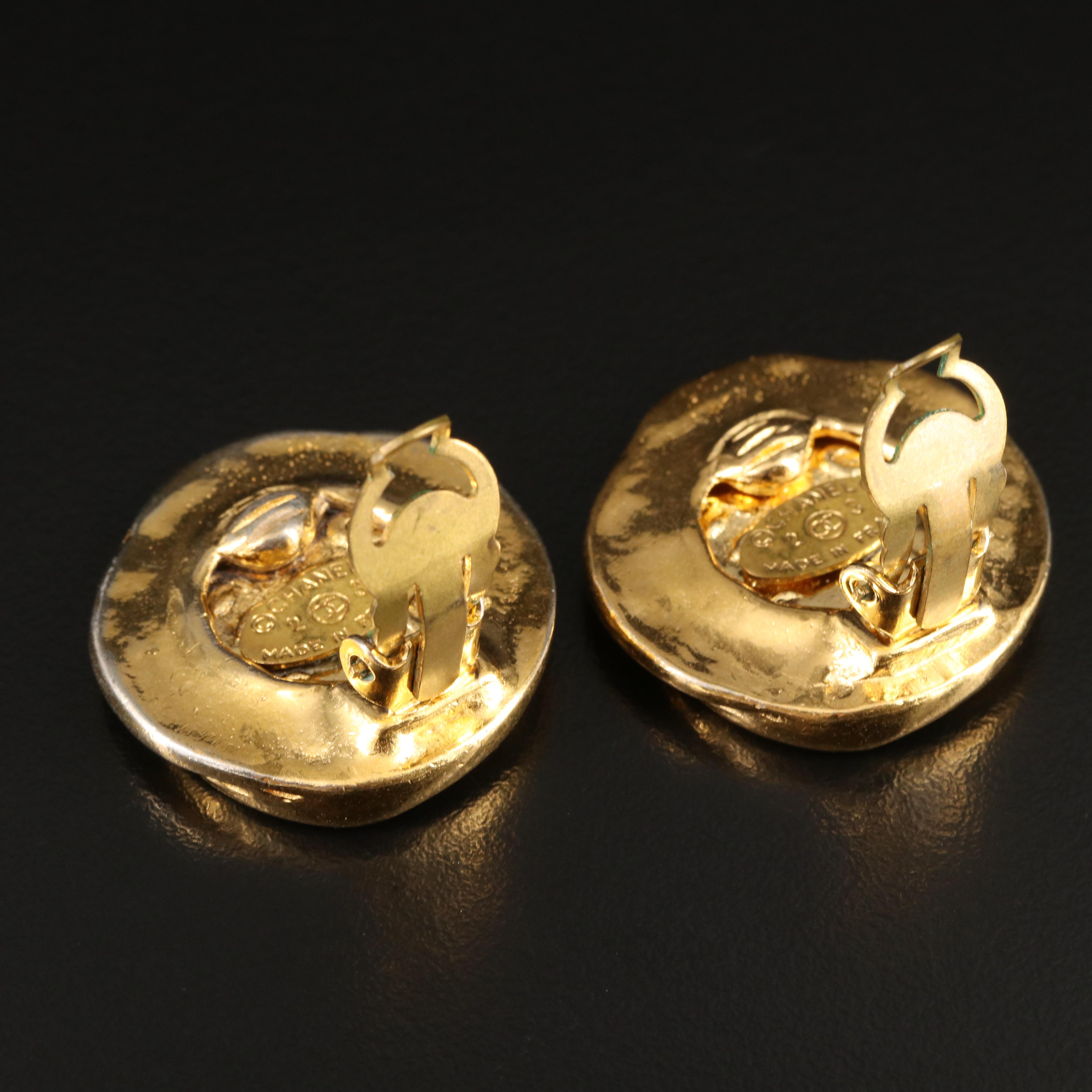 Chanel CC Logo Large Rope Button Earrings