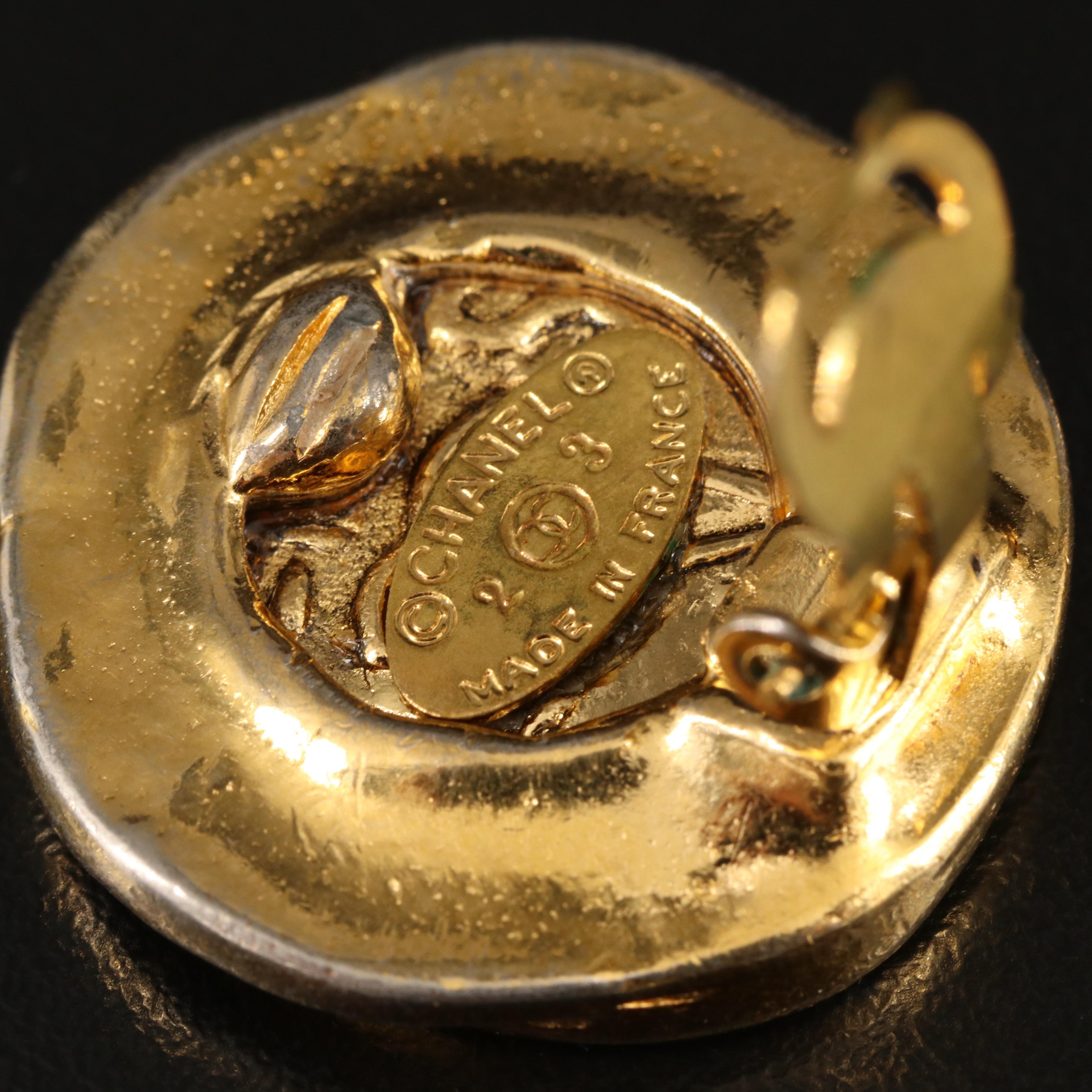 Chanel CC Logo Large Rope Button Earrings