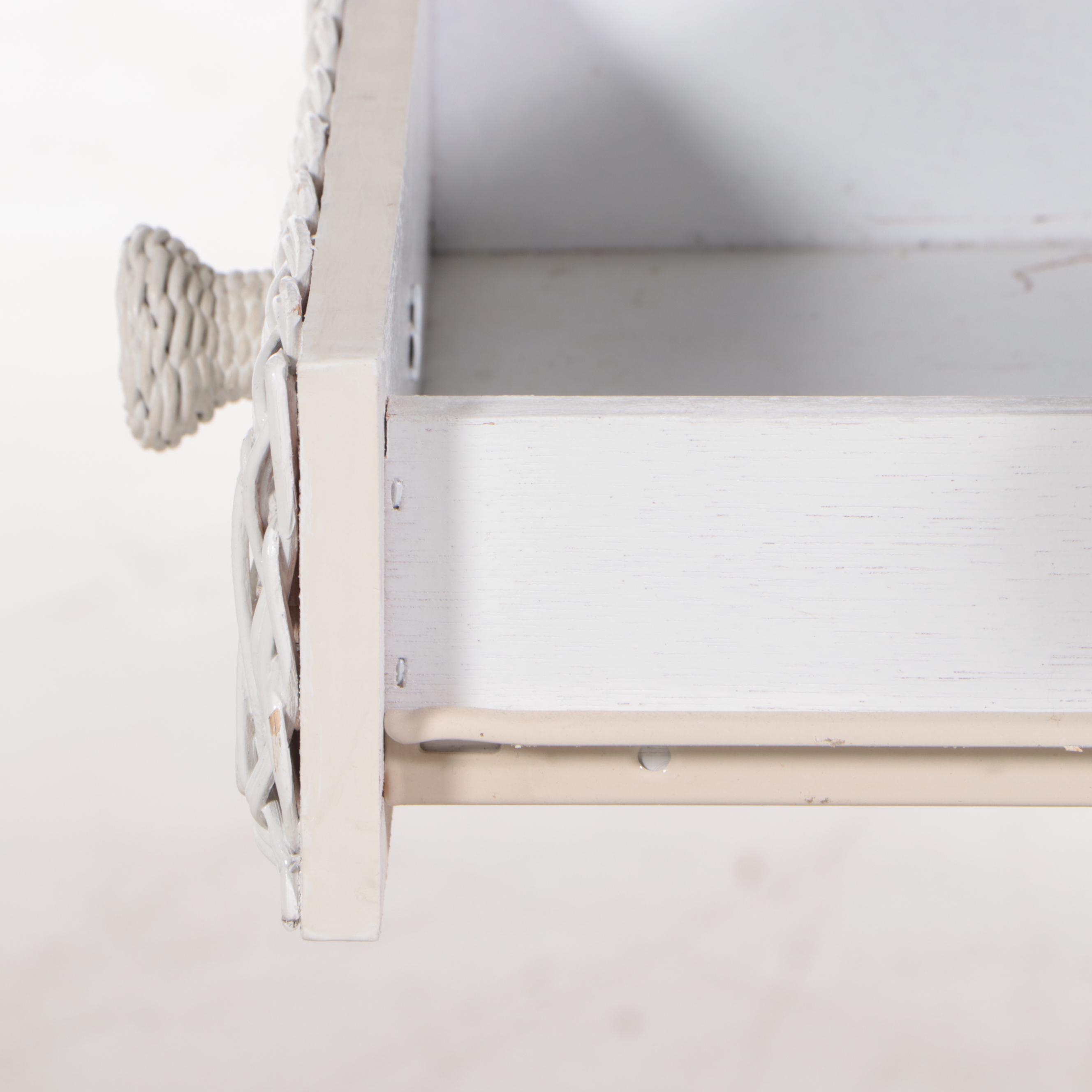 White-Painted Wicker Single-Pedestal Desk, Late 20th Century