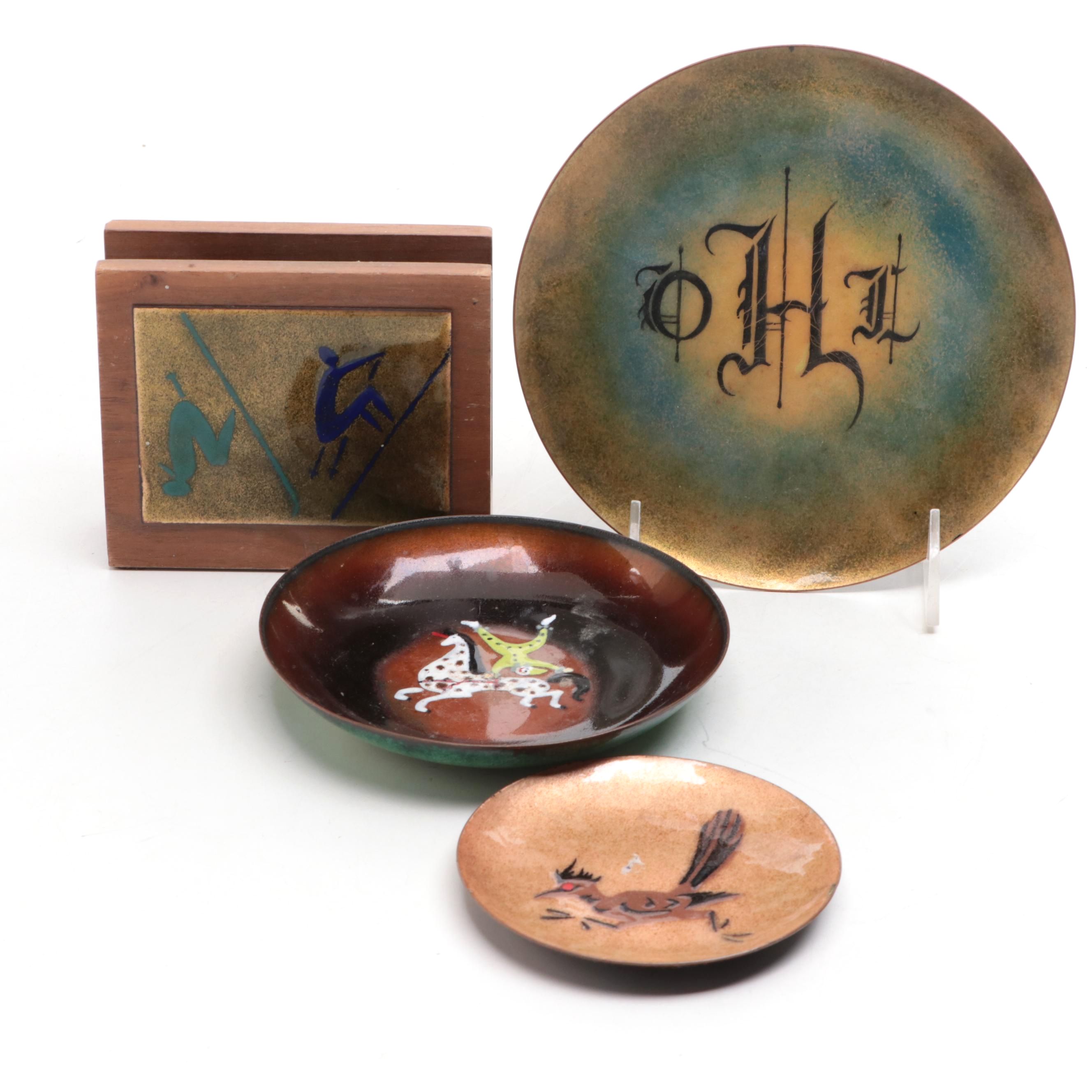 Annemarie Davidson with Other Enamel Dishes and Decor, Mid to Late 20th Century