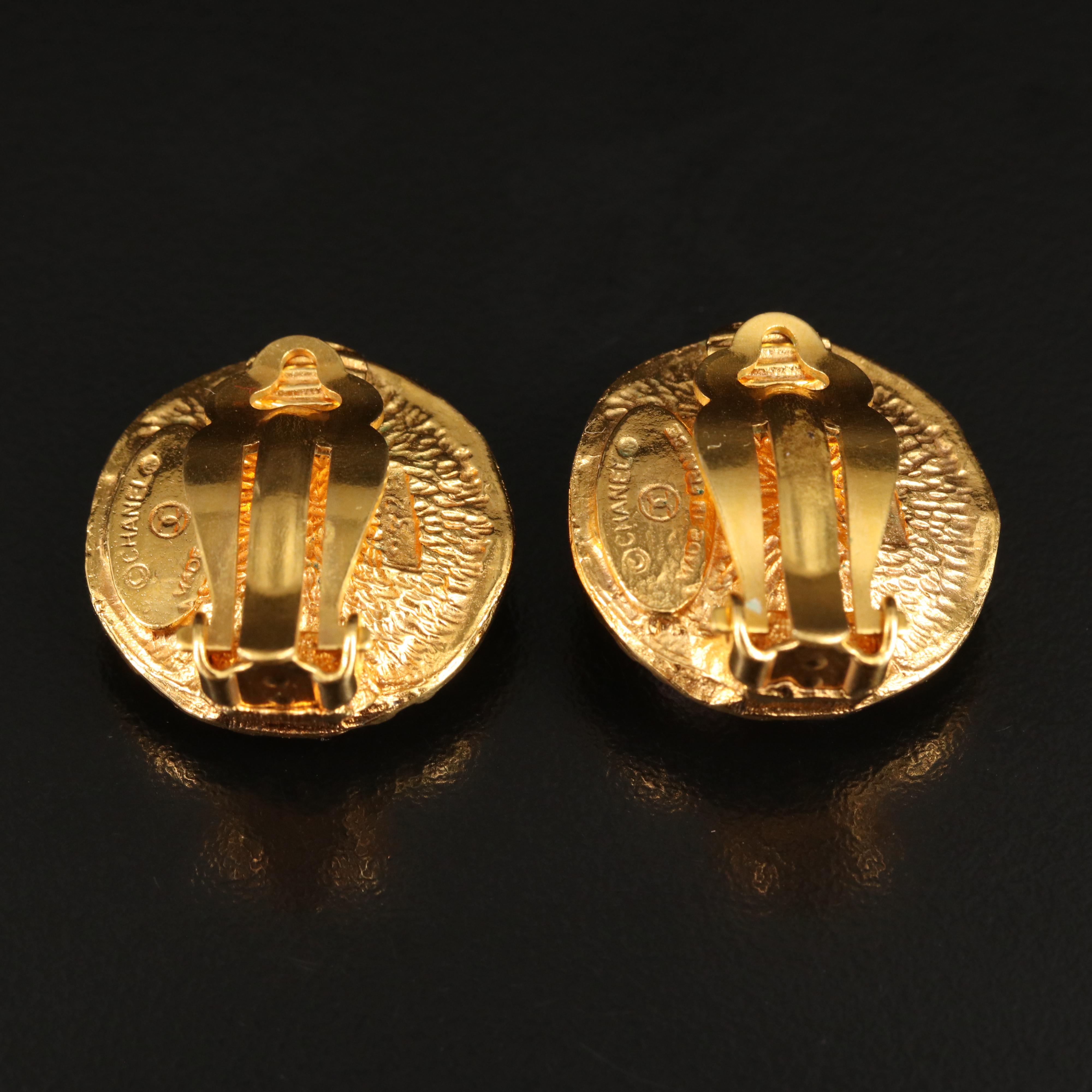 Chanel Faux Pearl Button Earrings