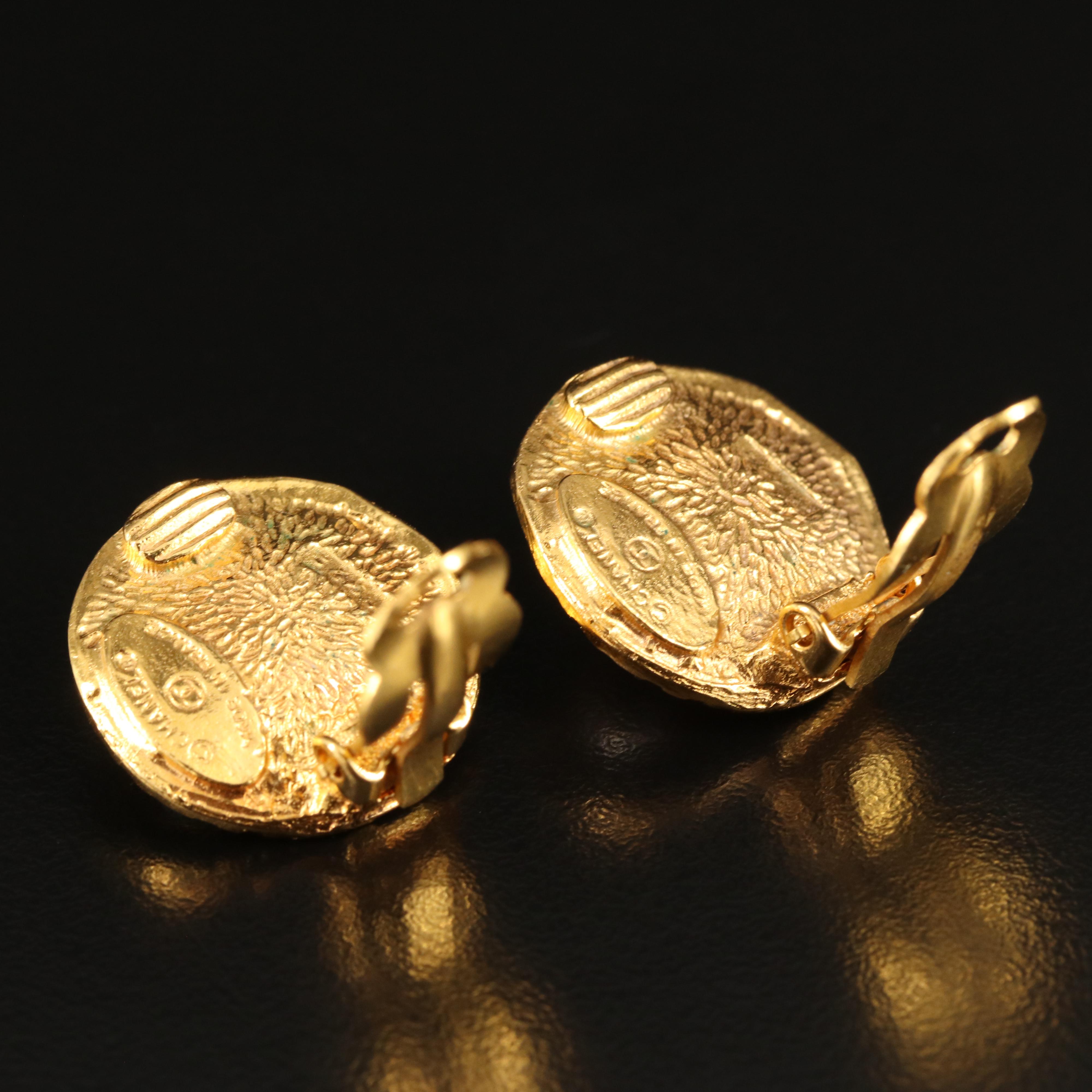 Chanel Faux Pearl Button Earrings