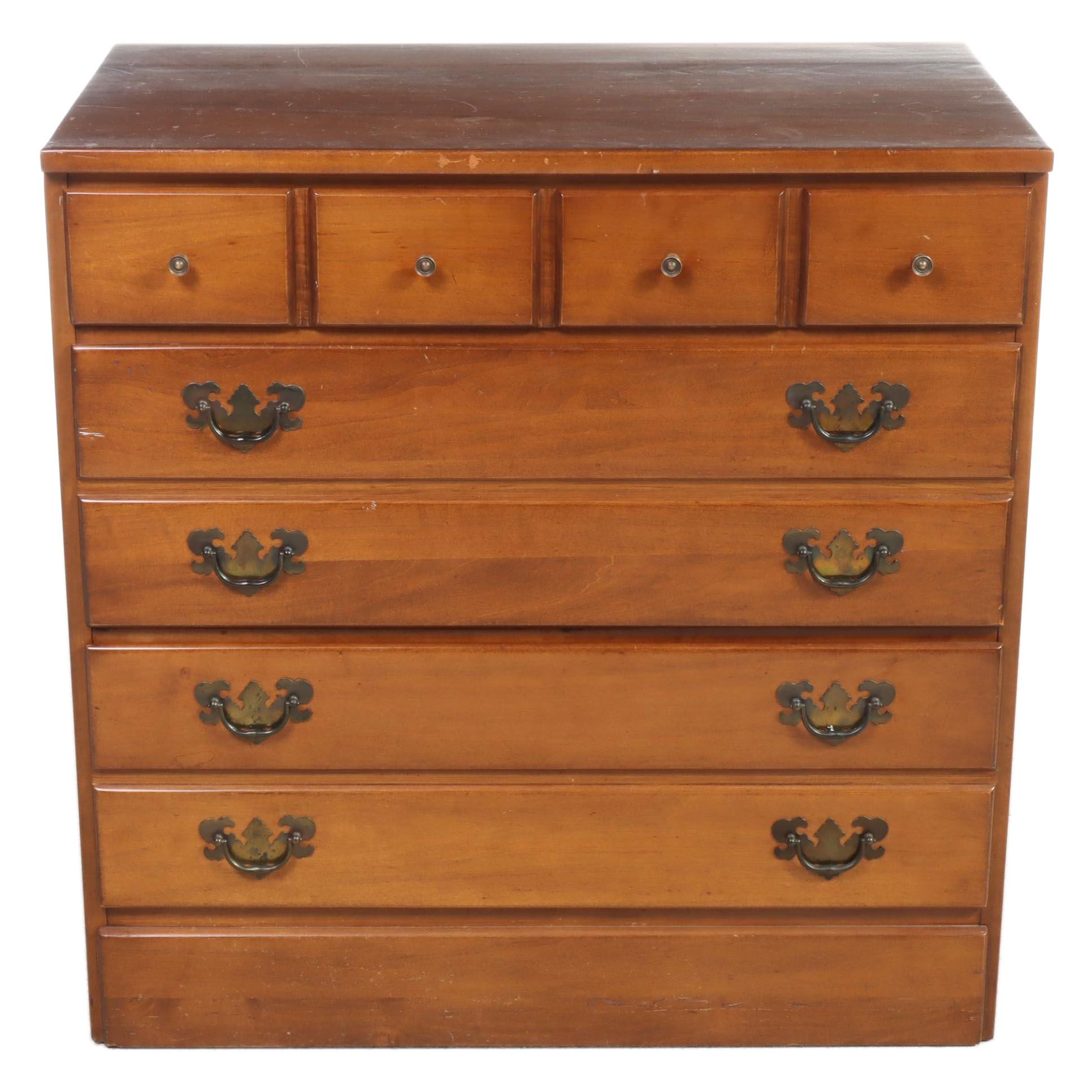 Federal Style Maple Three-Drawer Bedside Chest, Mid to Late 20th Century