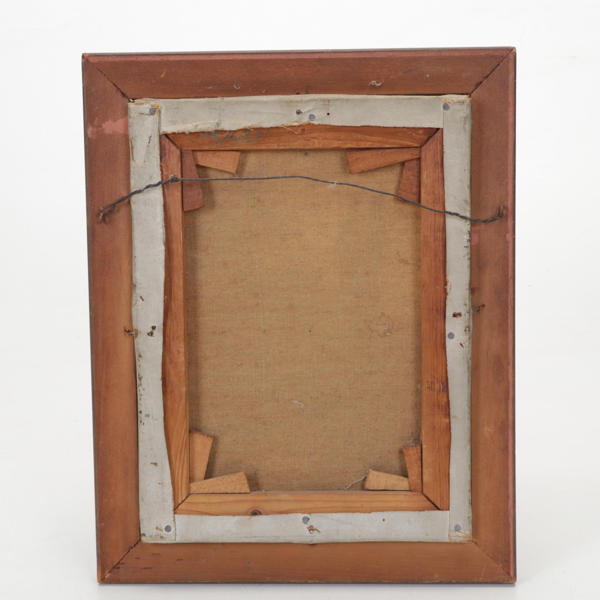 E. Cole Oil Painting of Cottage Beside Marshy Pond, Early 20th Century