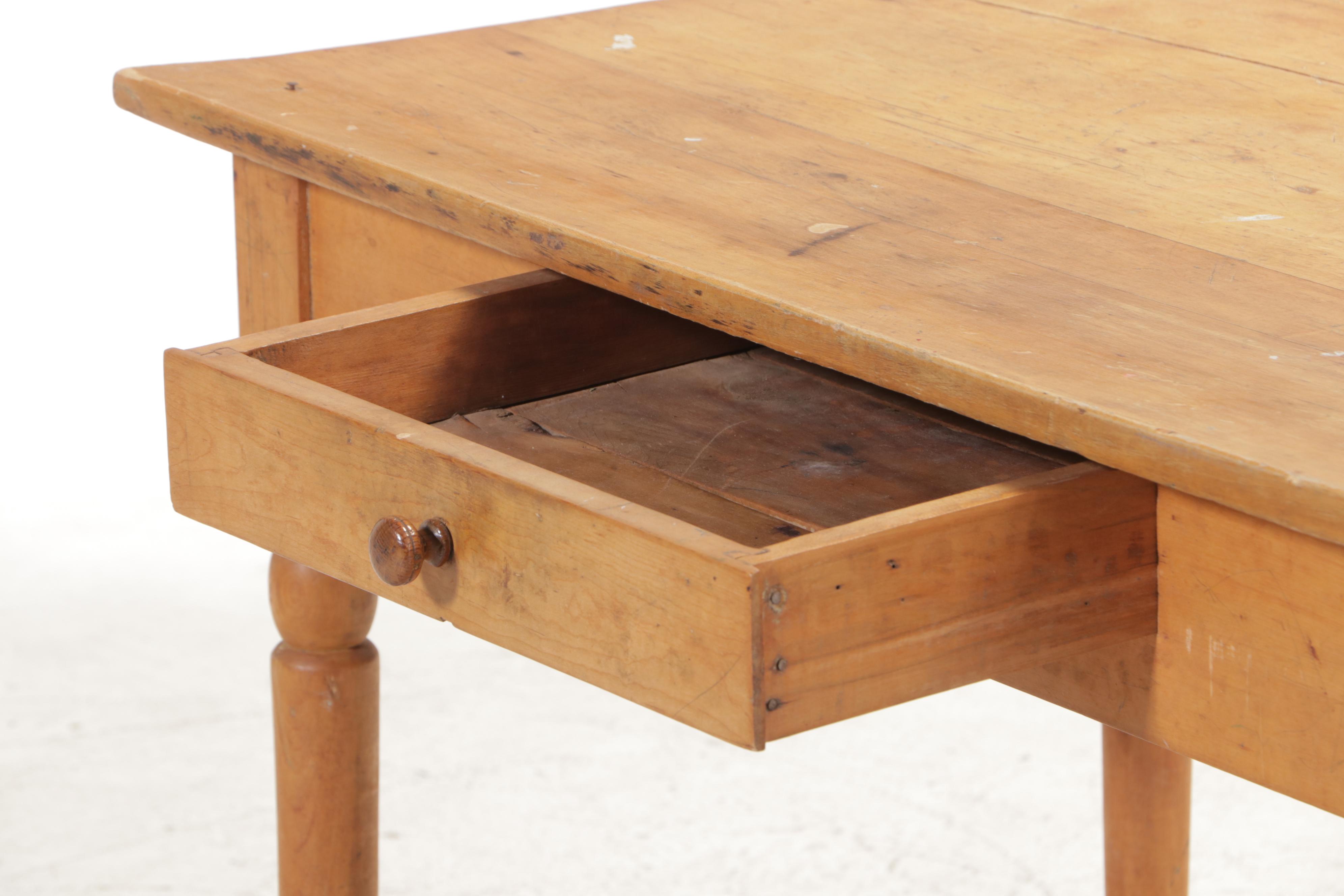 American Primitive Birch Work Table, 19th Century