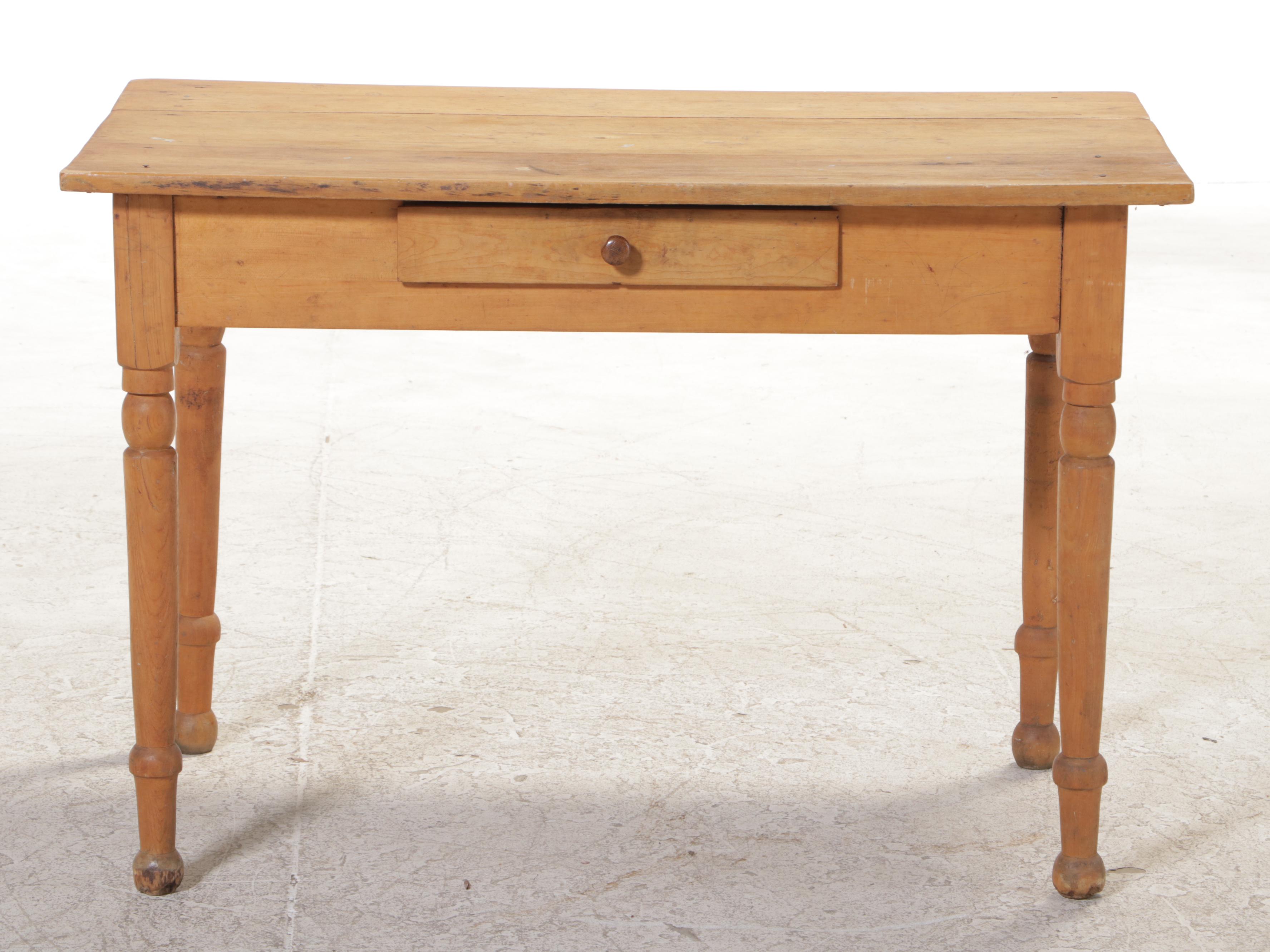 American Primitive Birch Work Table, 19th Century