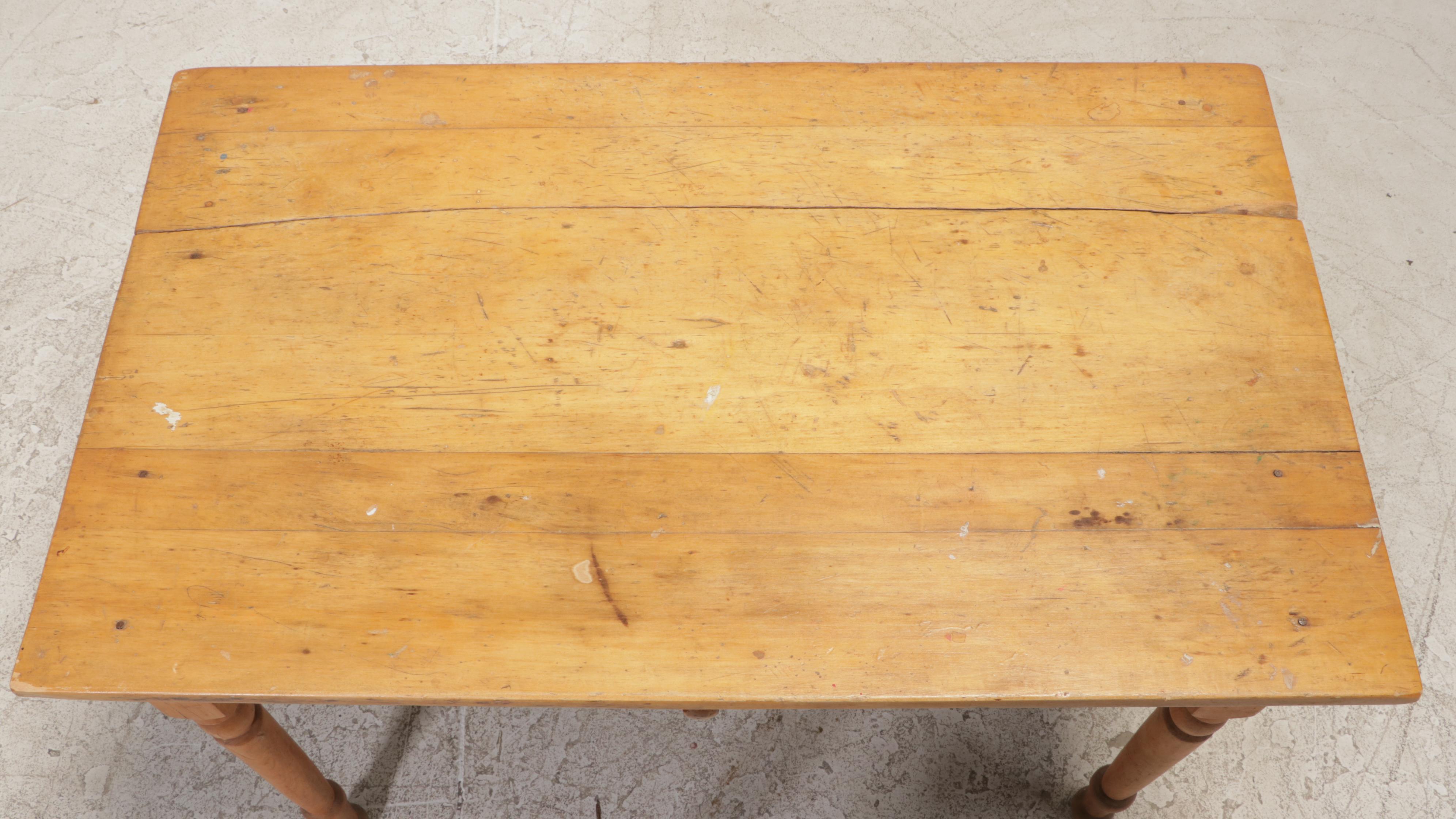 American Primitive Birch Work Table, 19th Century