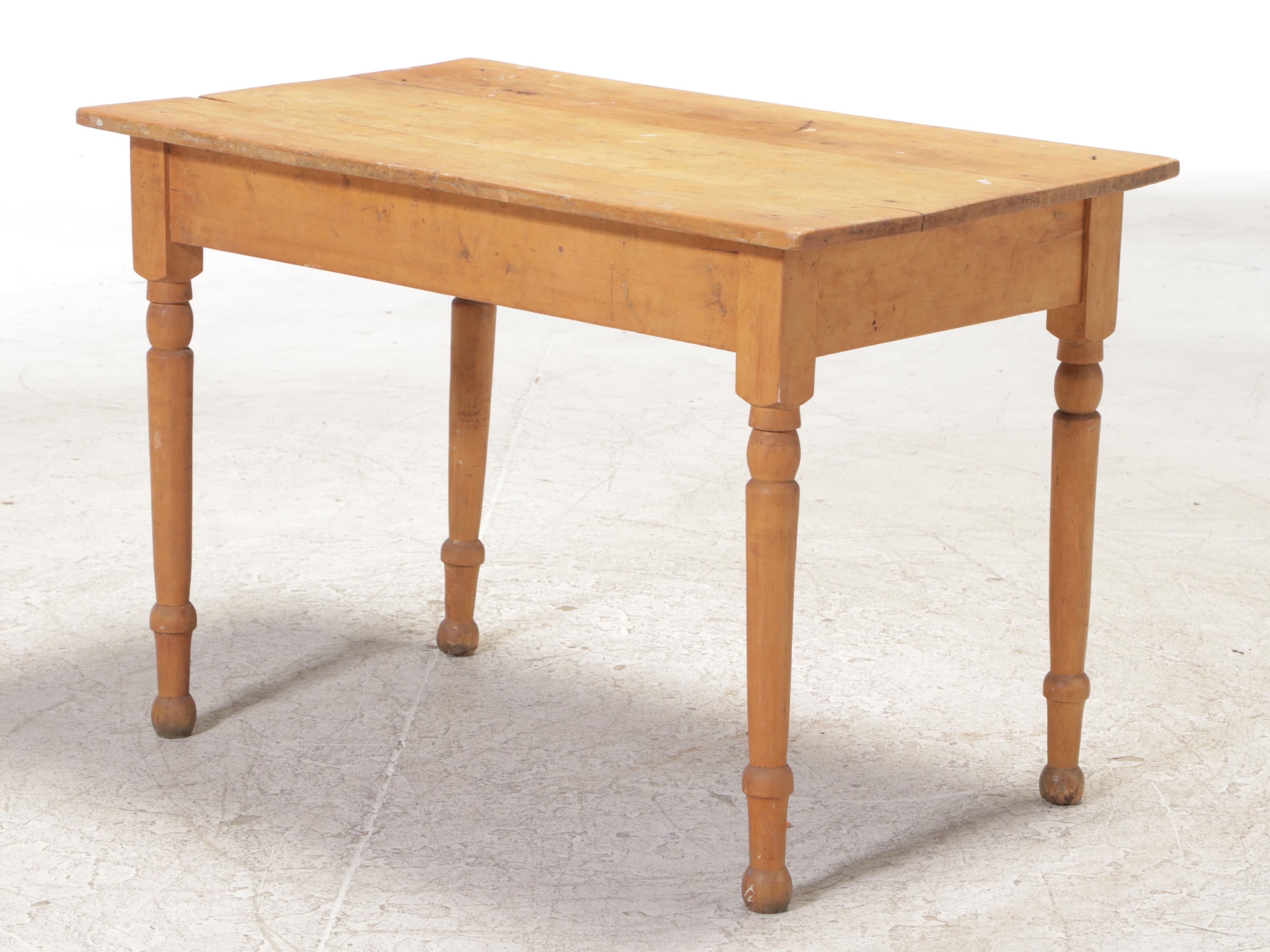 American Primitive Birch Work Table, 19th Century