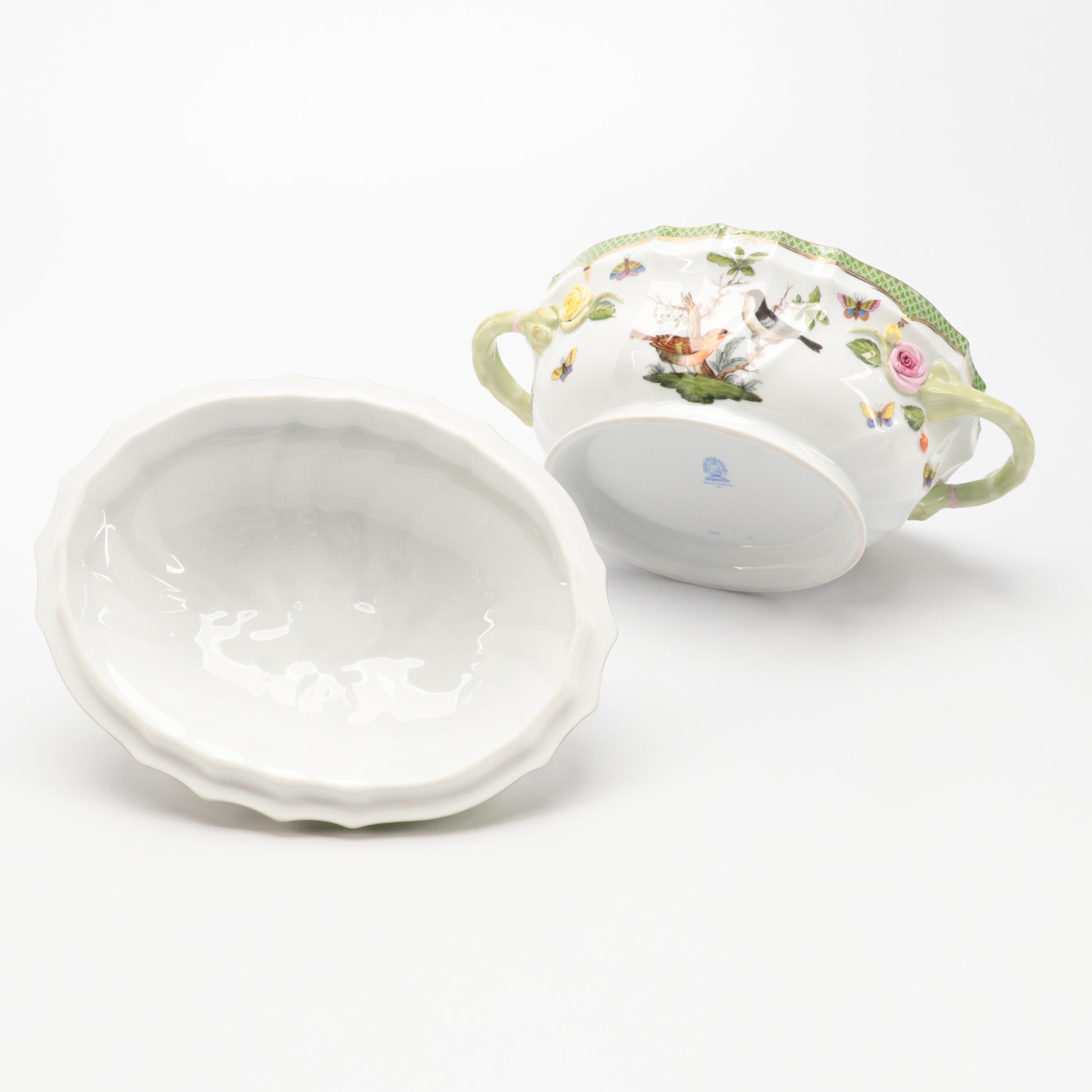 Herend Porcelain "Rothschild Bird" Oval Tureen with Lid, Mid to Late 20th C.