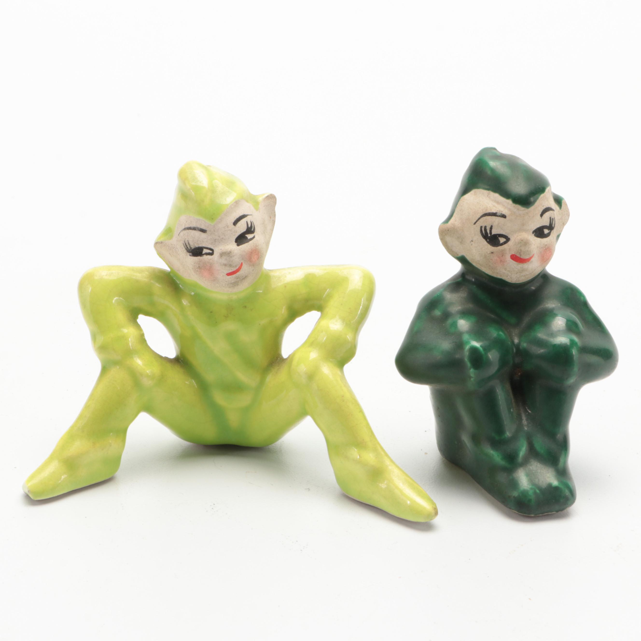 Gilner Californian Art Pottery Pixies with Mushroom Picks Collection