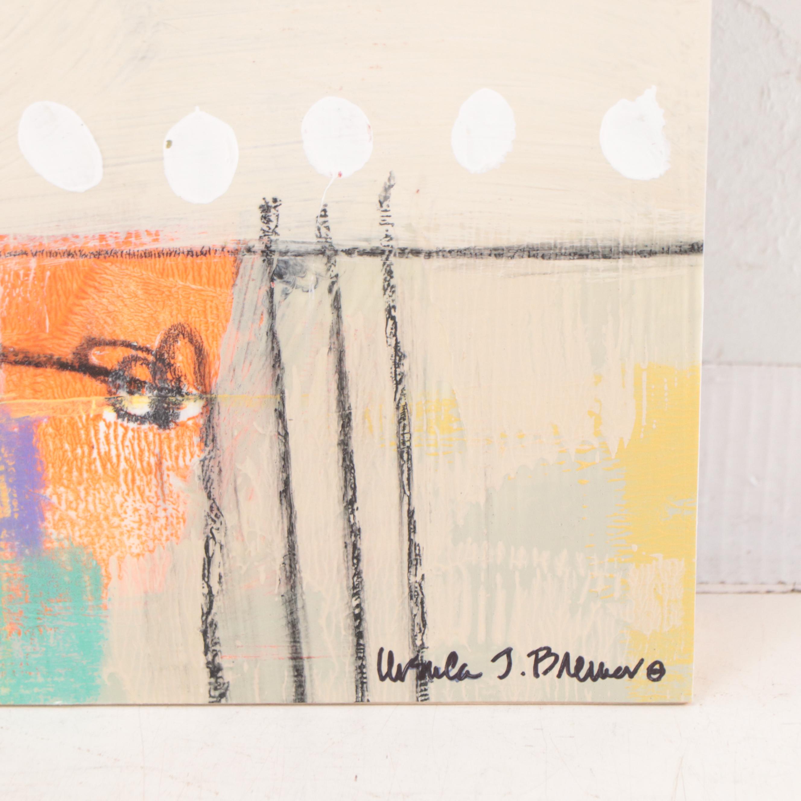 Ursula Brenner Abstract Mixed Media Painting, 21st Century