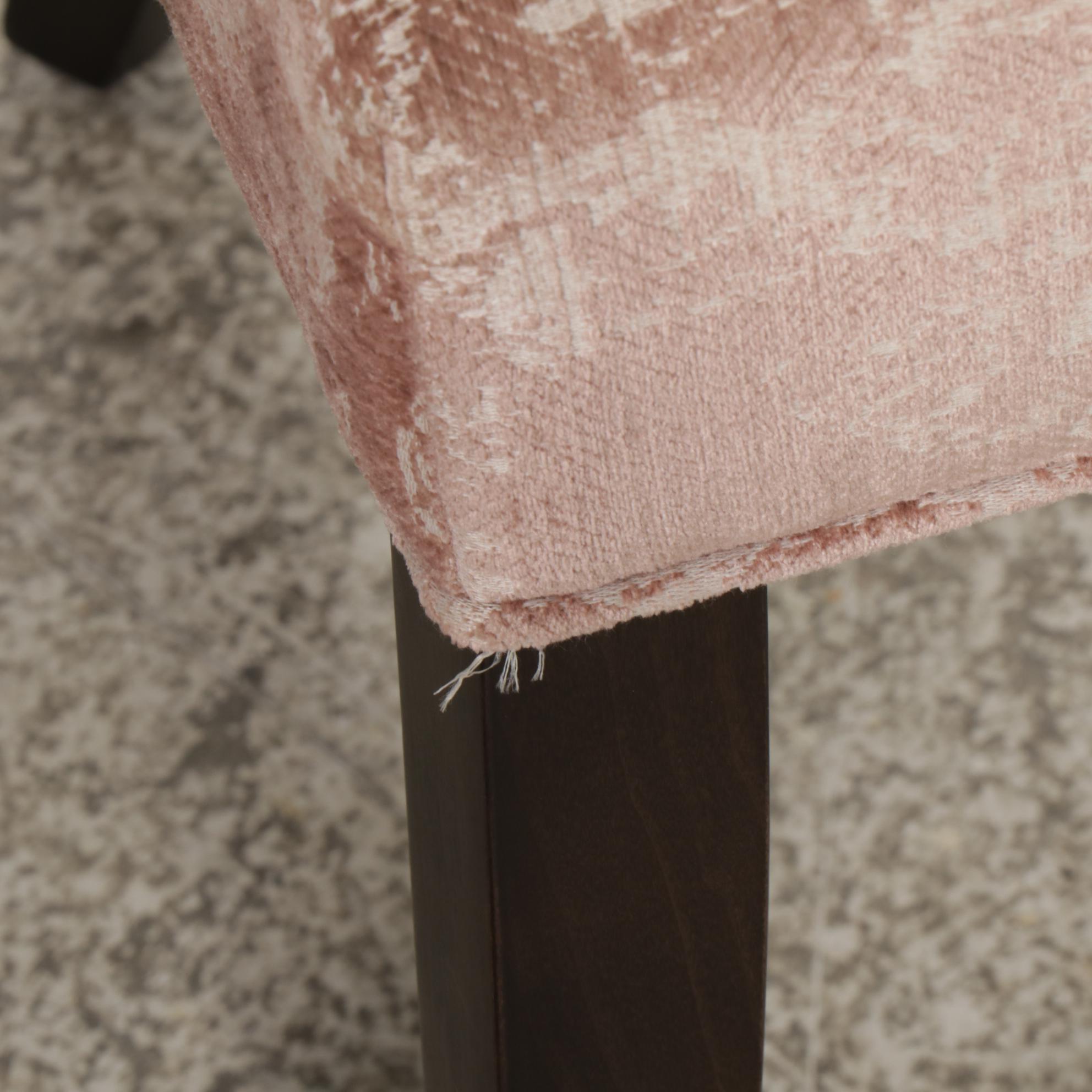 Six Arhaus Camden Collection Button-Tufted Blush Upholstered Dining Chairs