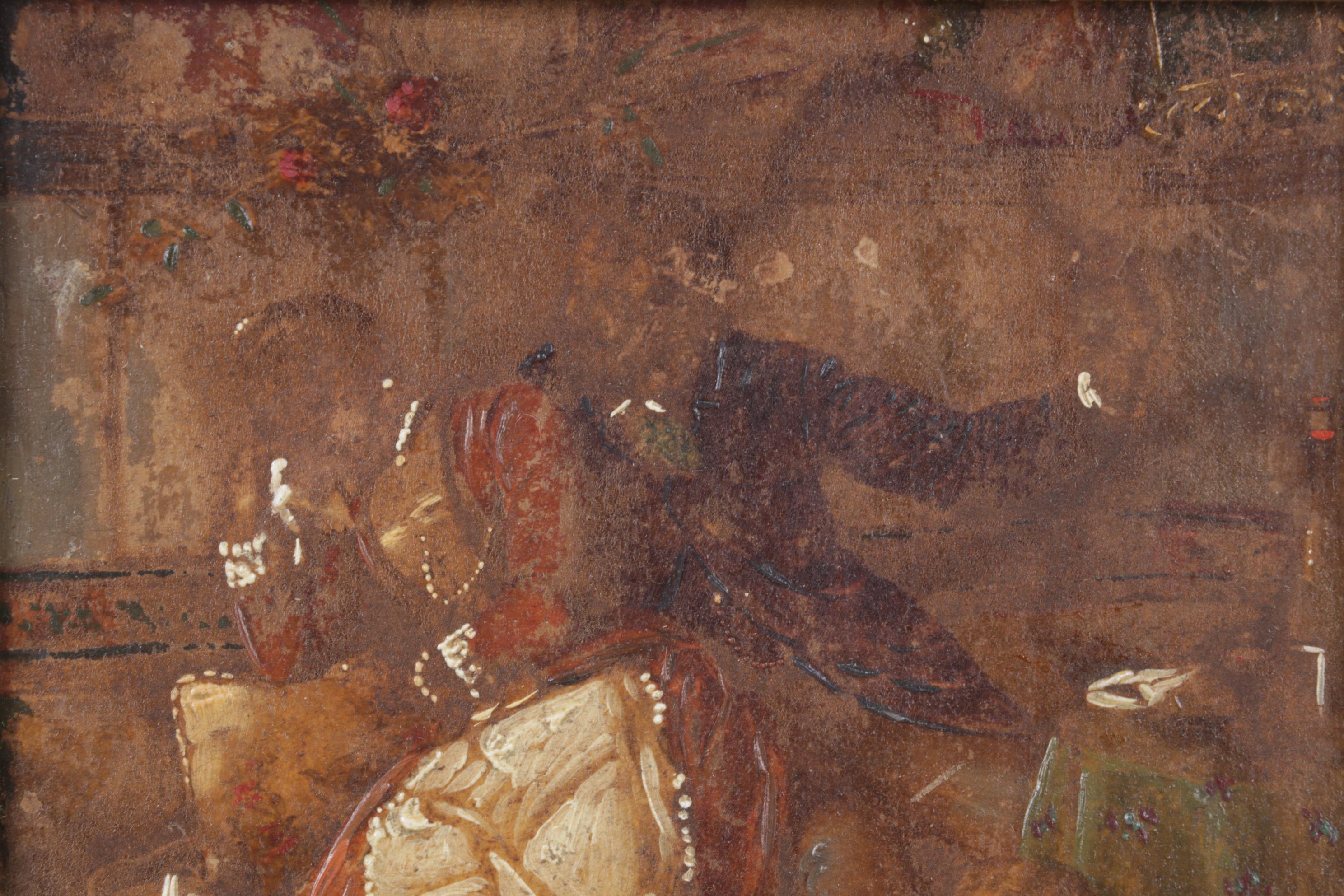 Domestic Scene Oil Painting of Parents and Child, 19th Century