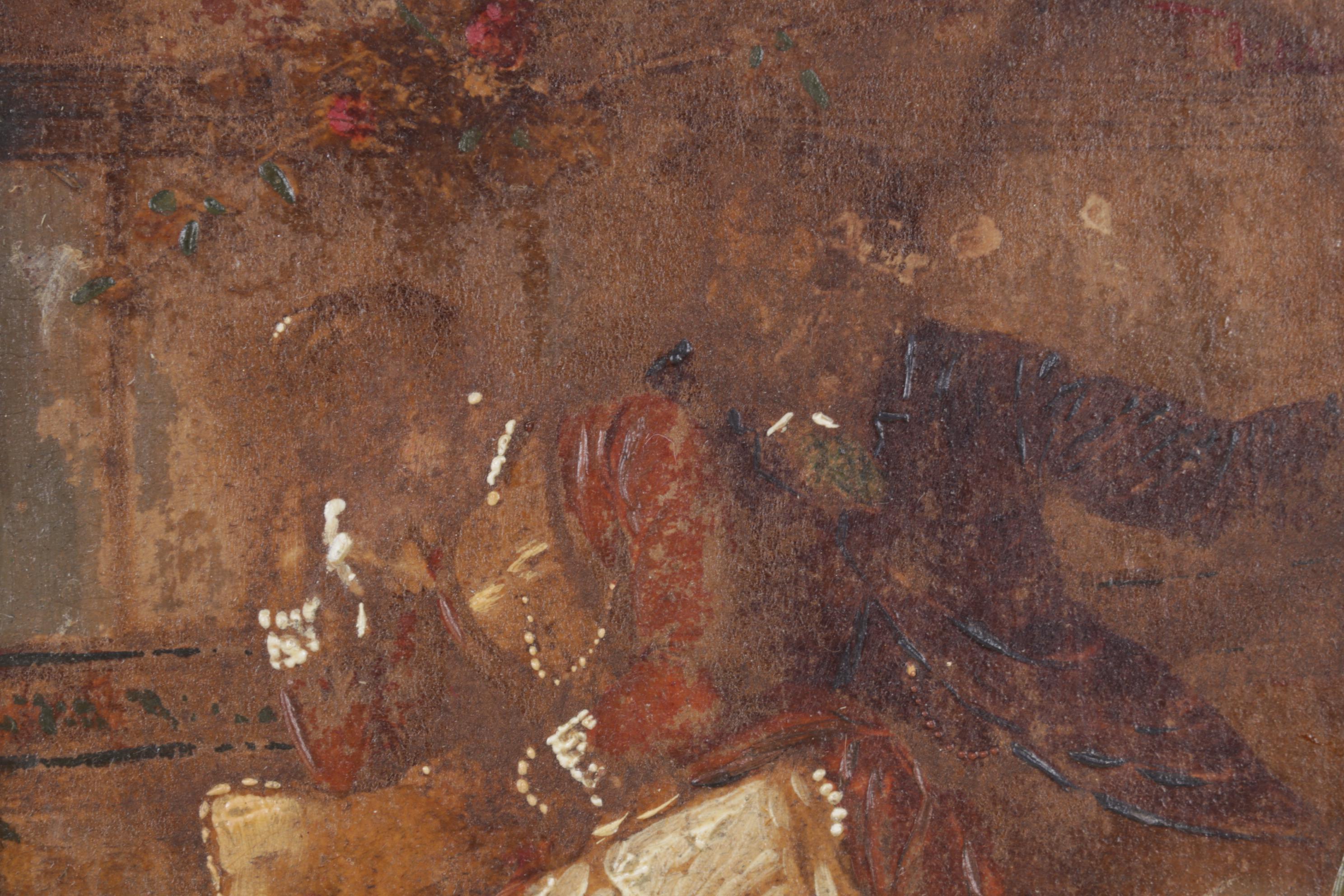 Domestic Scene Oil Painting of Parents and Child, 19th Century