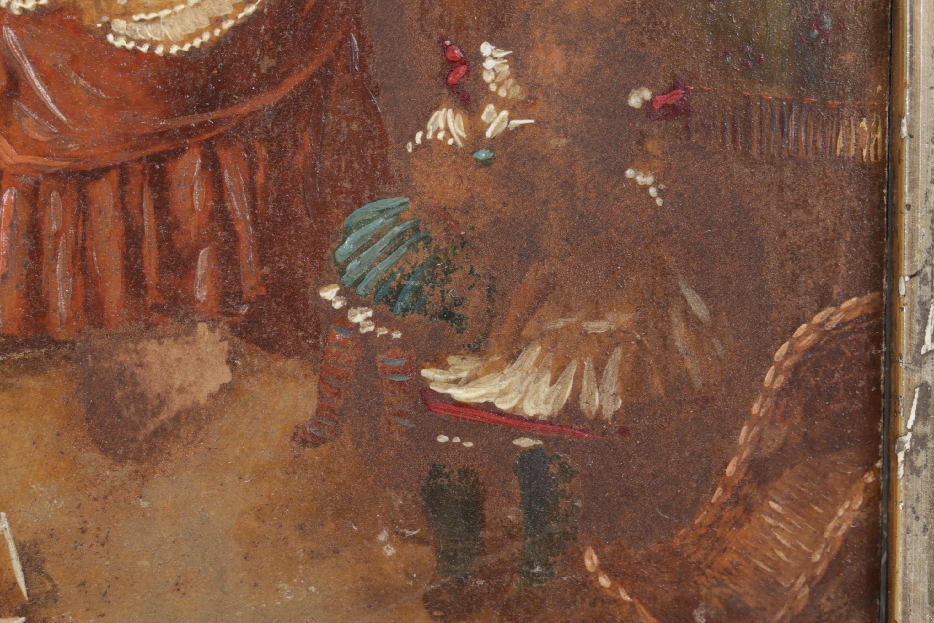 Domestic Scene Oil Painting of Parents and Child, 19th Century