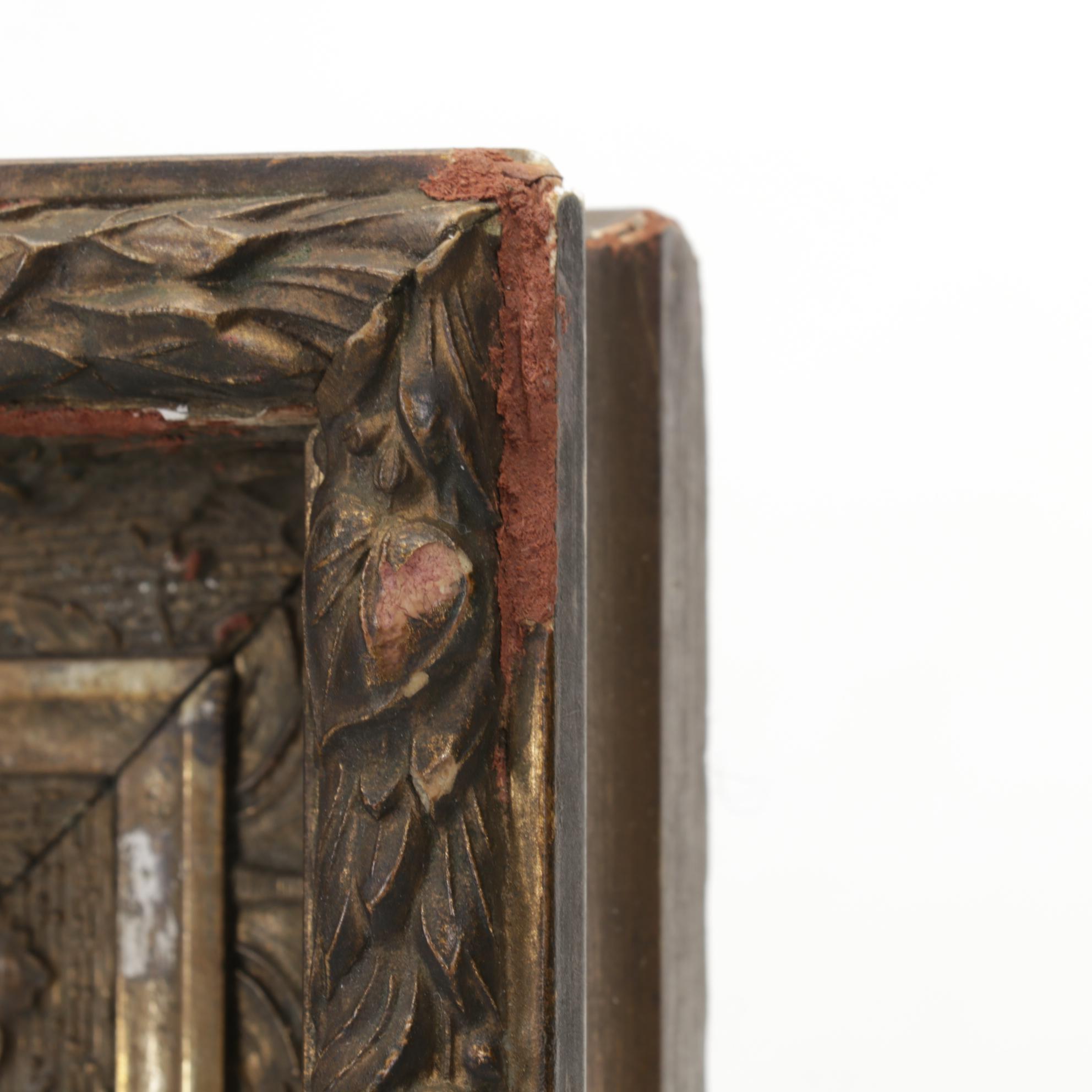 Domestic Scene Oil Painting of Parents and Child, 19th Century