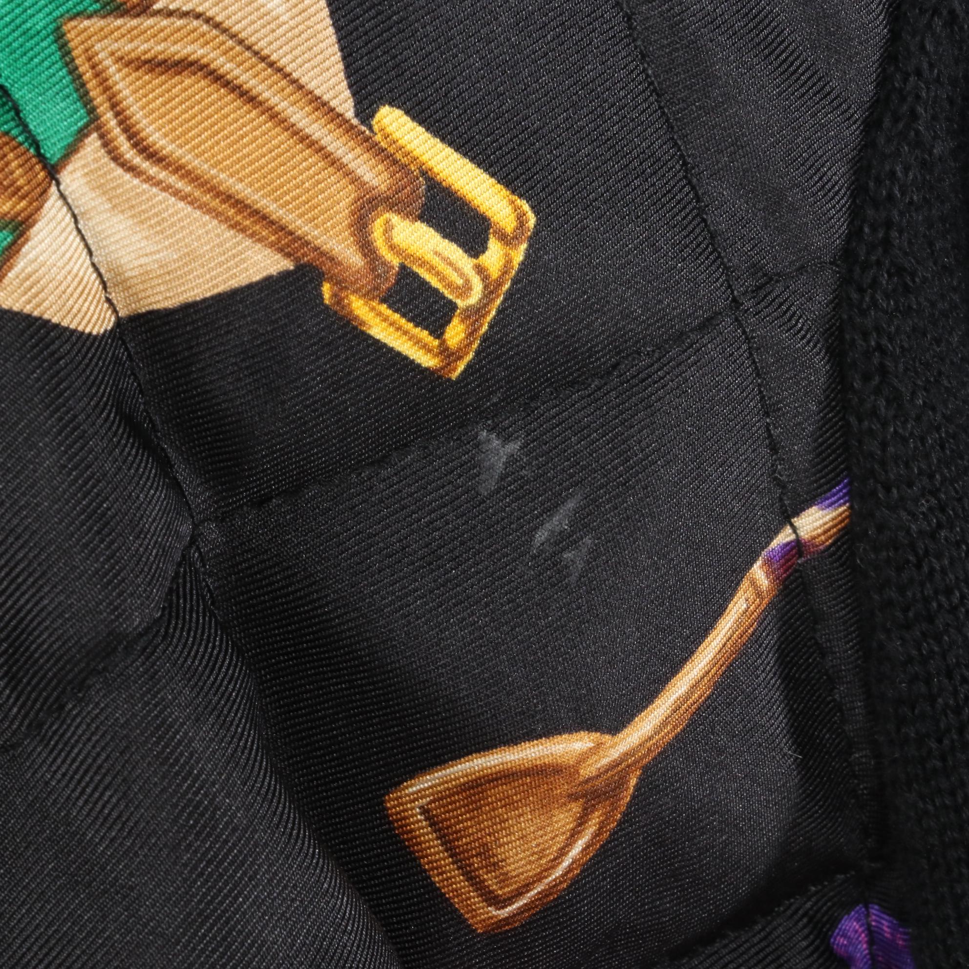 Lauren Ralph Lauren Equestrian Print Zip Jacket in Quilted Silk and Cotton Knit