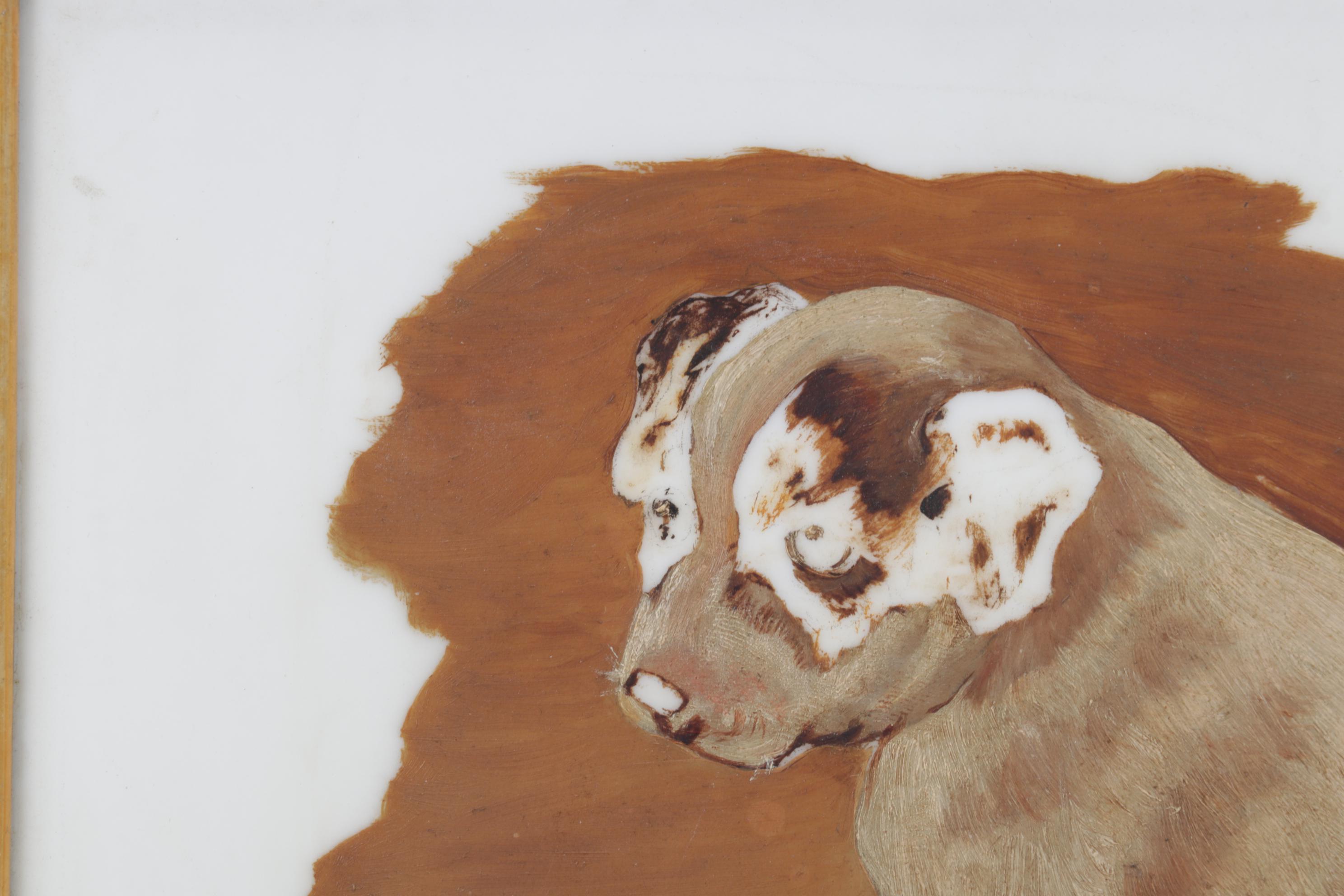 Oil Painting on Porcelain Tile of Puppy, Circa 1900